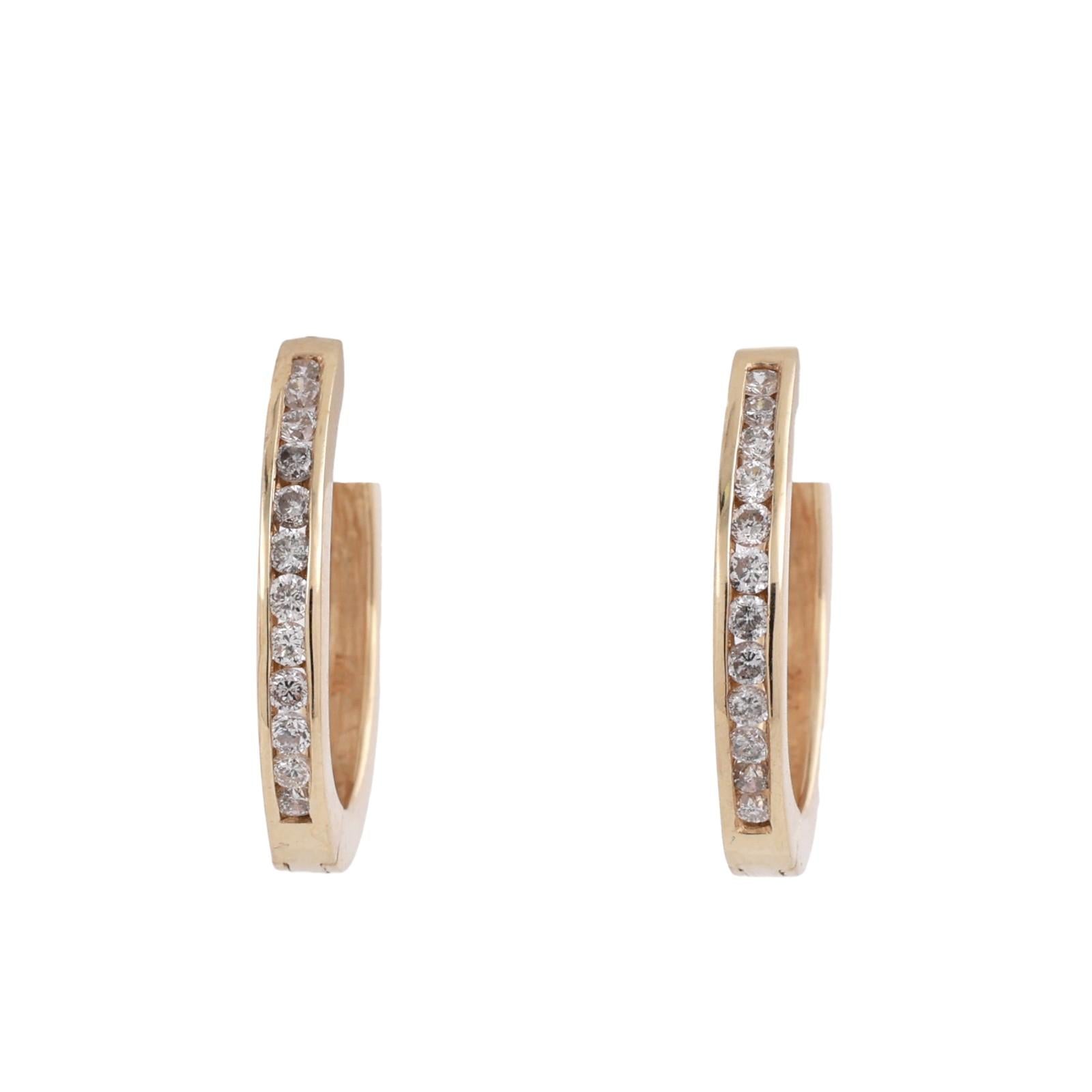 Round Diamond Circle Hoop Earrings Yellow Gold 0.50 TW Channel Set 0.80" Ladies
