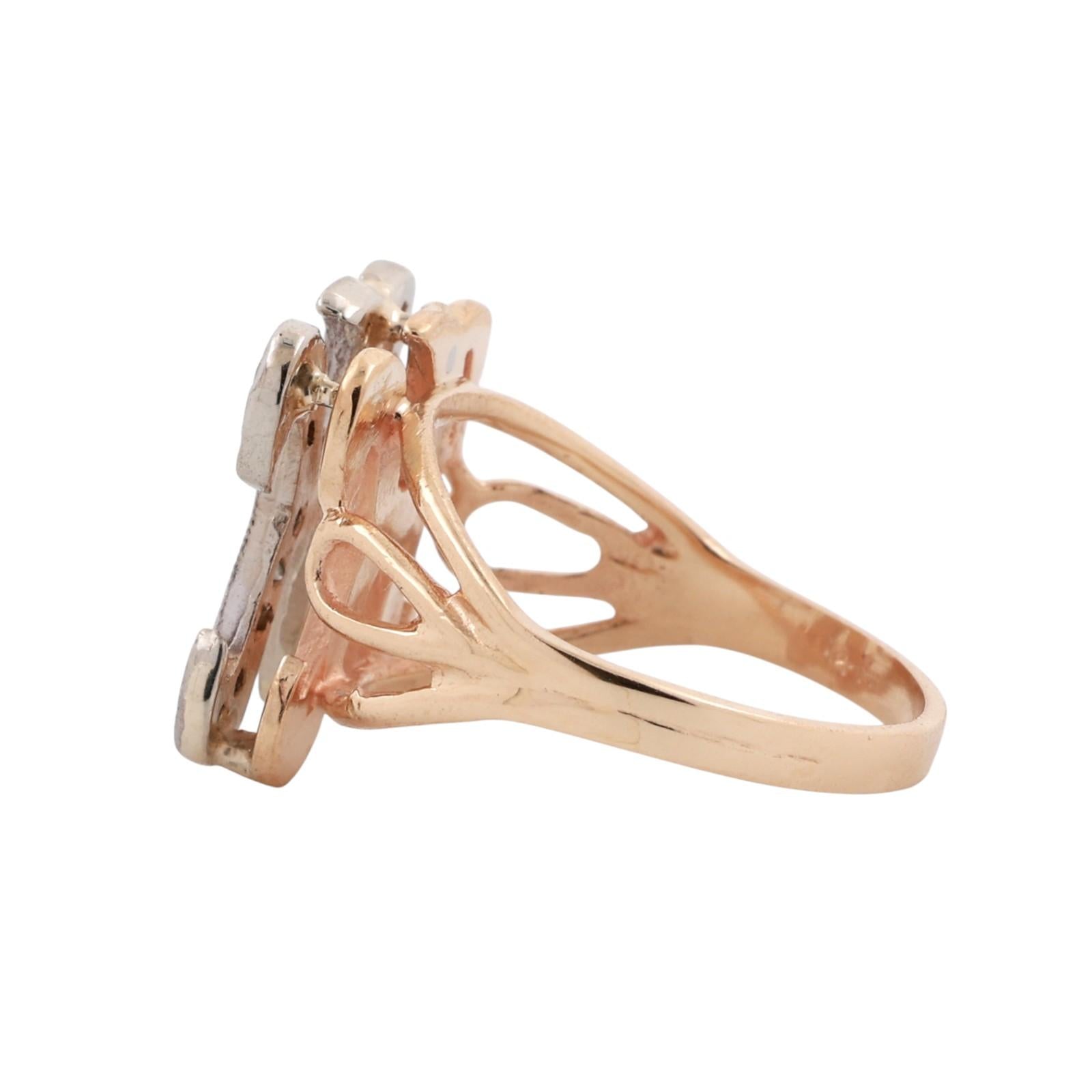 Fancy Letter K Diamond Statement Ring 14K Two-Tone Gold 0.25 TW Size 5.5 Estate