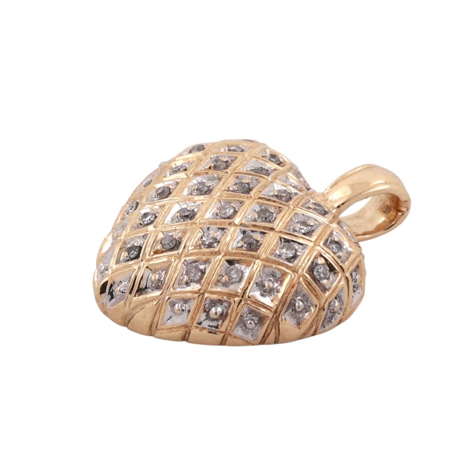 Cluster Diamond Heart Pendant Charm 14K Gold 0.15 TW Diamonds 0.80" Ladies