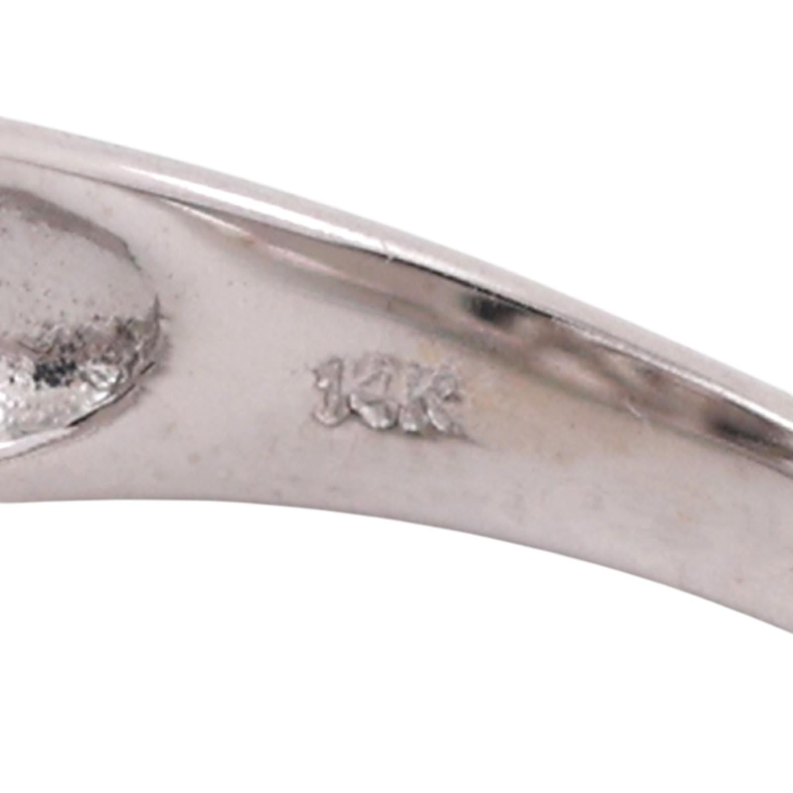 Akoya Pearl Diamond Accent Cocktail Ring 14K White Gold Size 9 Ladies Estate