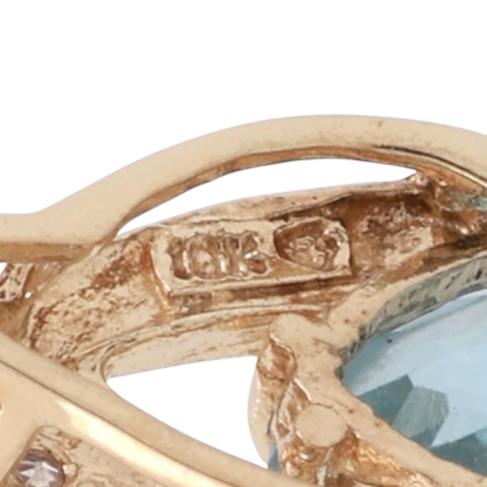 Blue Topaz Diamond Pendant Earring Set 10K Gold 3.65 CTW Ladies Estate