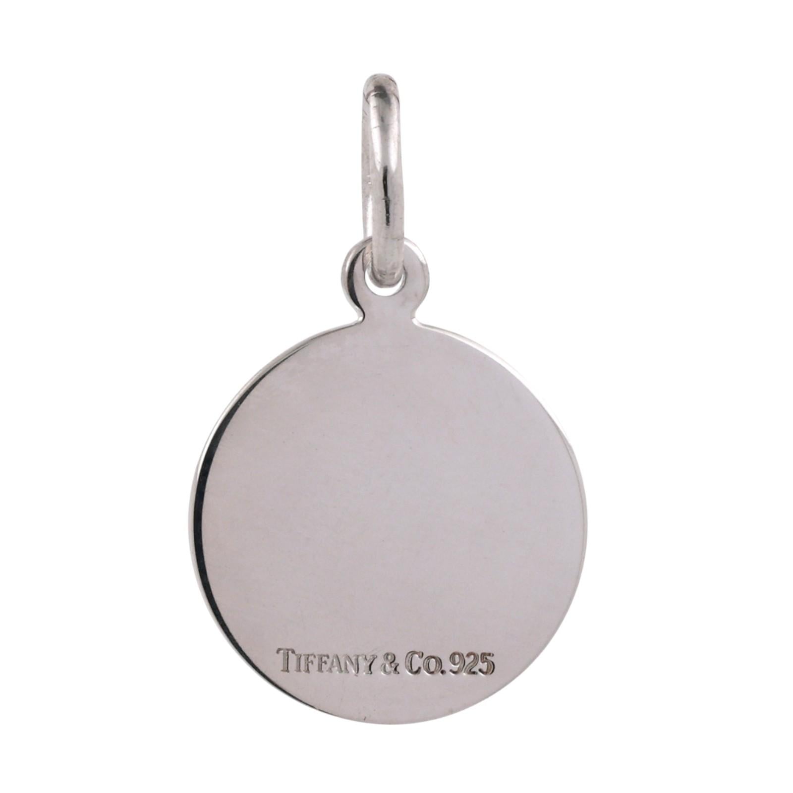 Tiffany & Co. 925 Sterling Silver Round Circle Tag Pendant Charm 1.05" Unisex