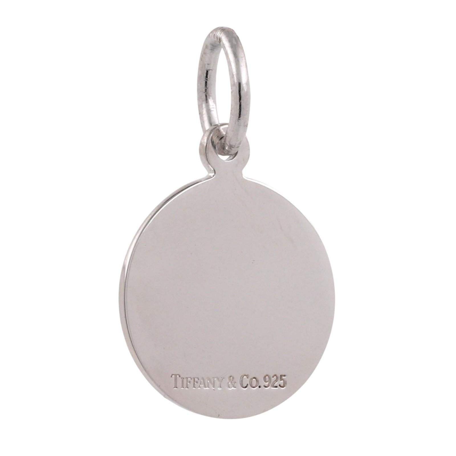 Tiffany & Co. 925 Sterling Silver Round Circle Tag Pendant Charm 1.05" Unisex