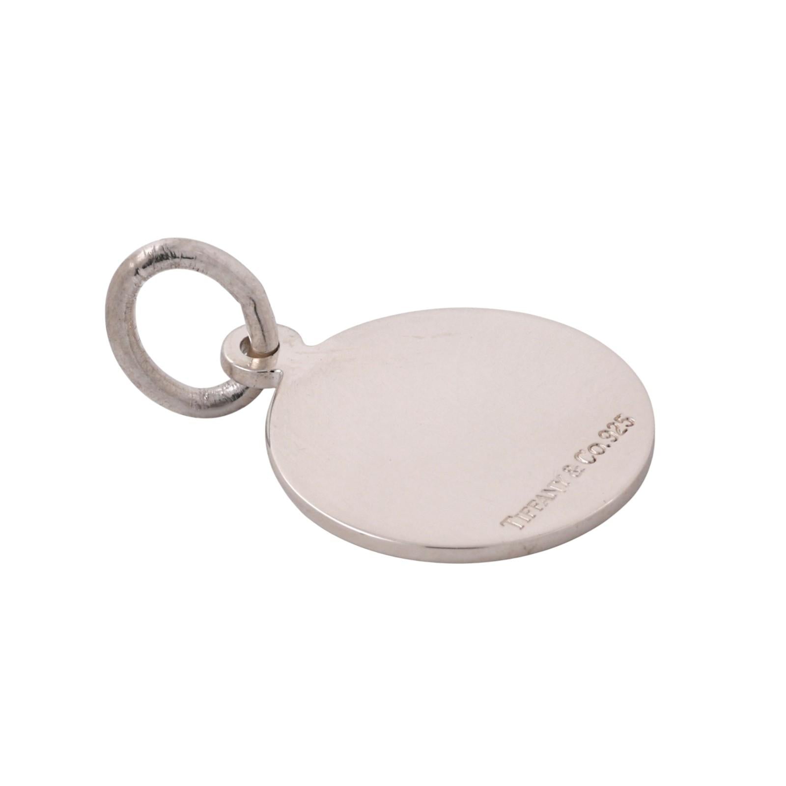 Tiffany & Co. 925 Sterling Silver Round Circle Tag Pendant Charm 1.05" Unisex
