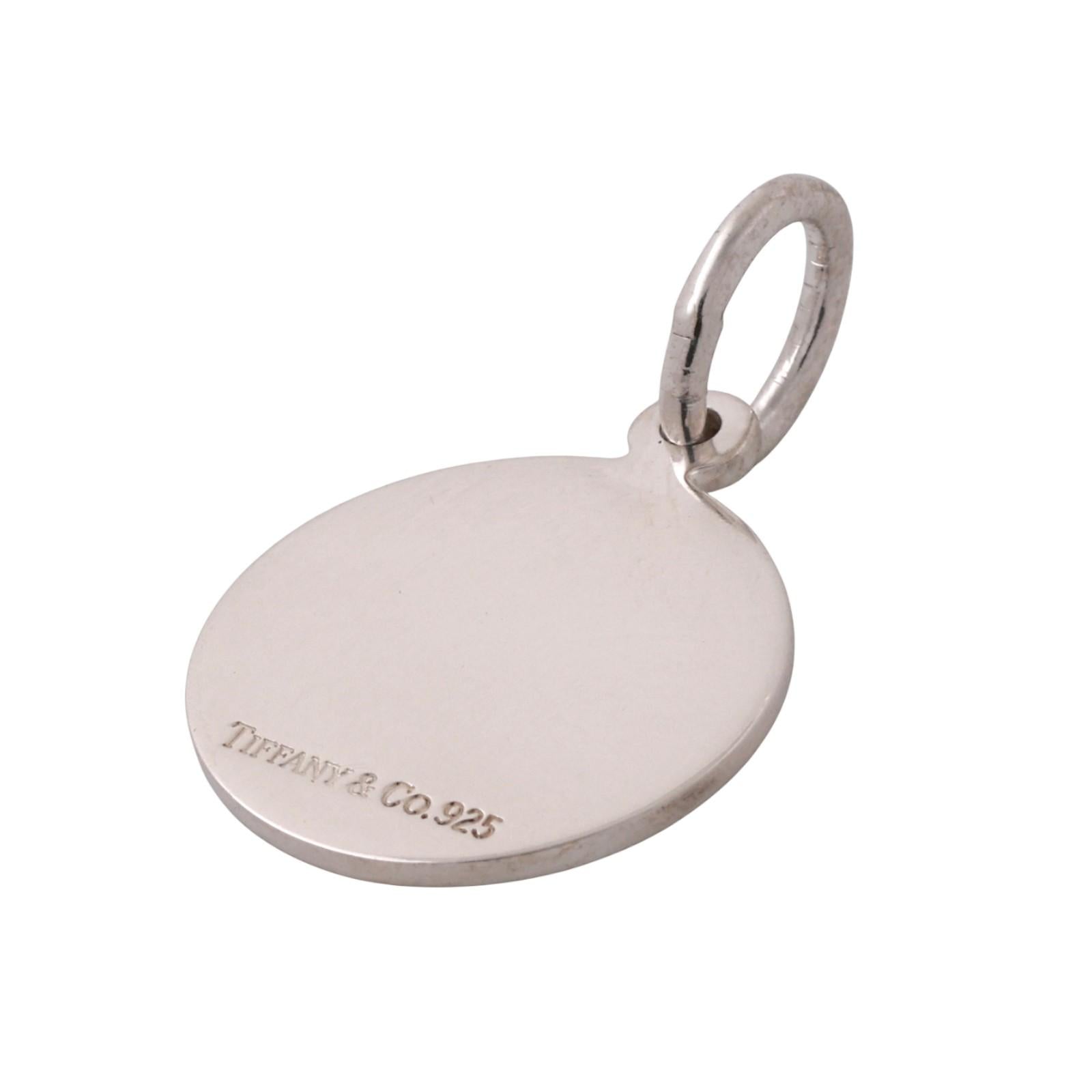 Tiffany & Co. 925 Sterling Silver Round Circle Tag Pendant Charm 1.05" Unisex