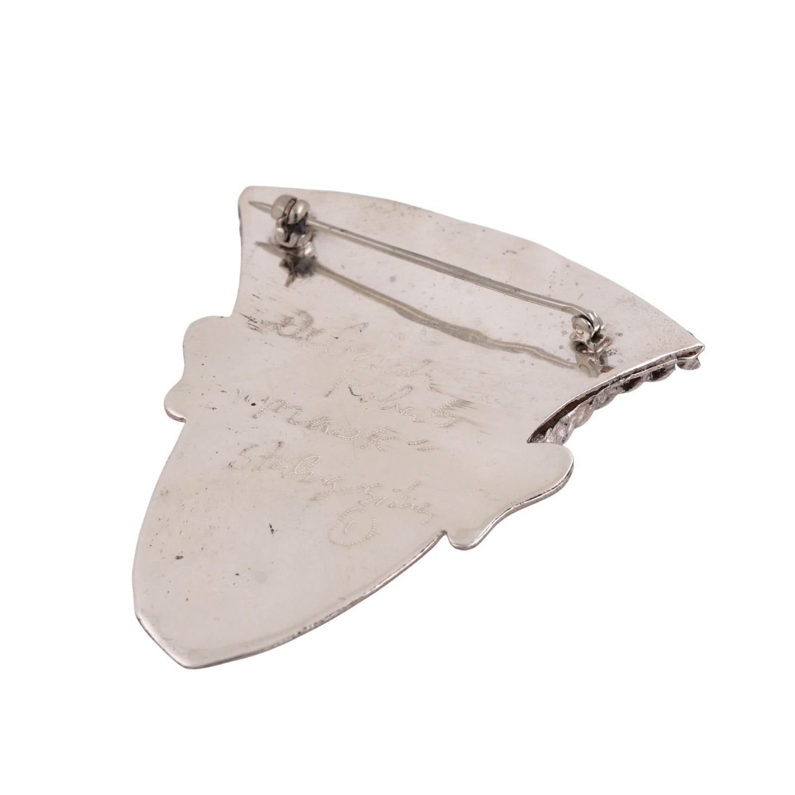 Vintage Signed Mask Pin by Artisan Deborah Roberts Sterling Silver 2.30"