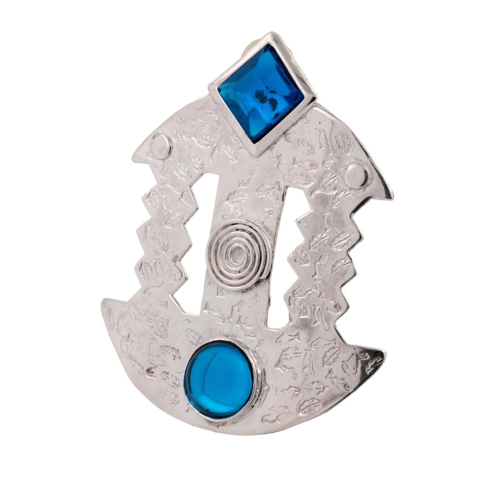 Vintage Signed Sterling Silver Modernist Pin by Artisan Deborah Roberts 2.70"