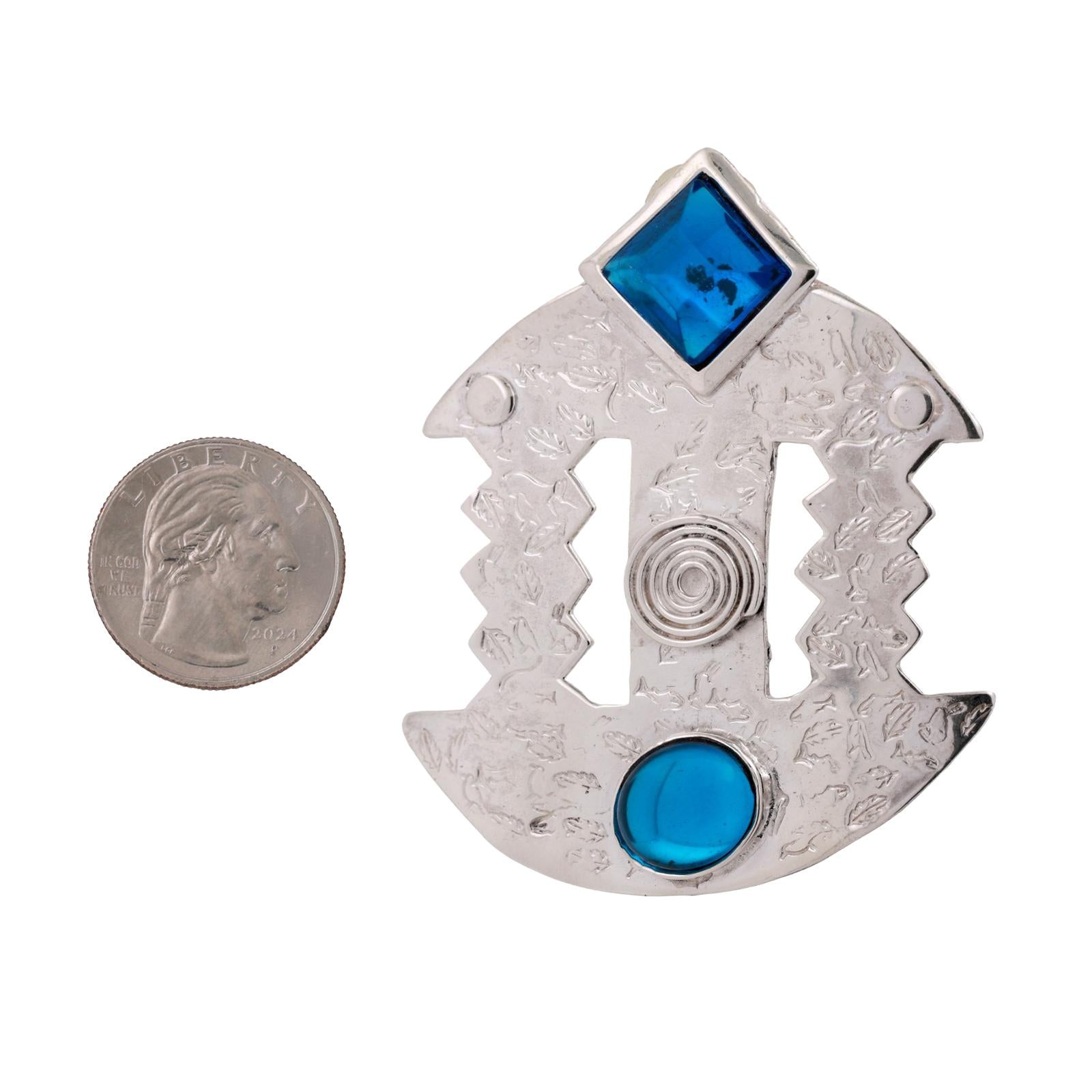 Vintage Signed Sterling Silver Modernist Pin by Artisan Deborah Roberts 2.70"
