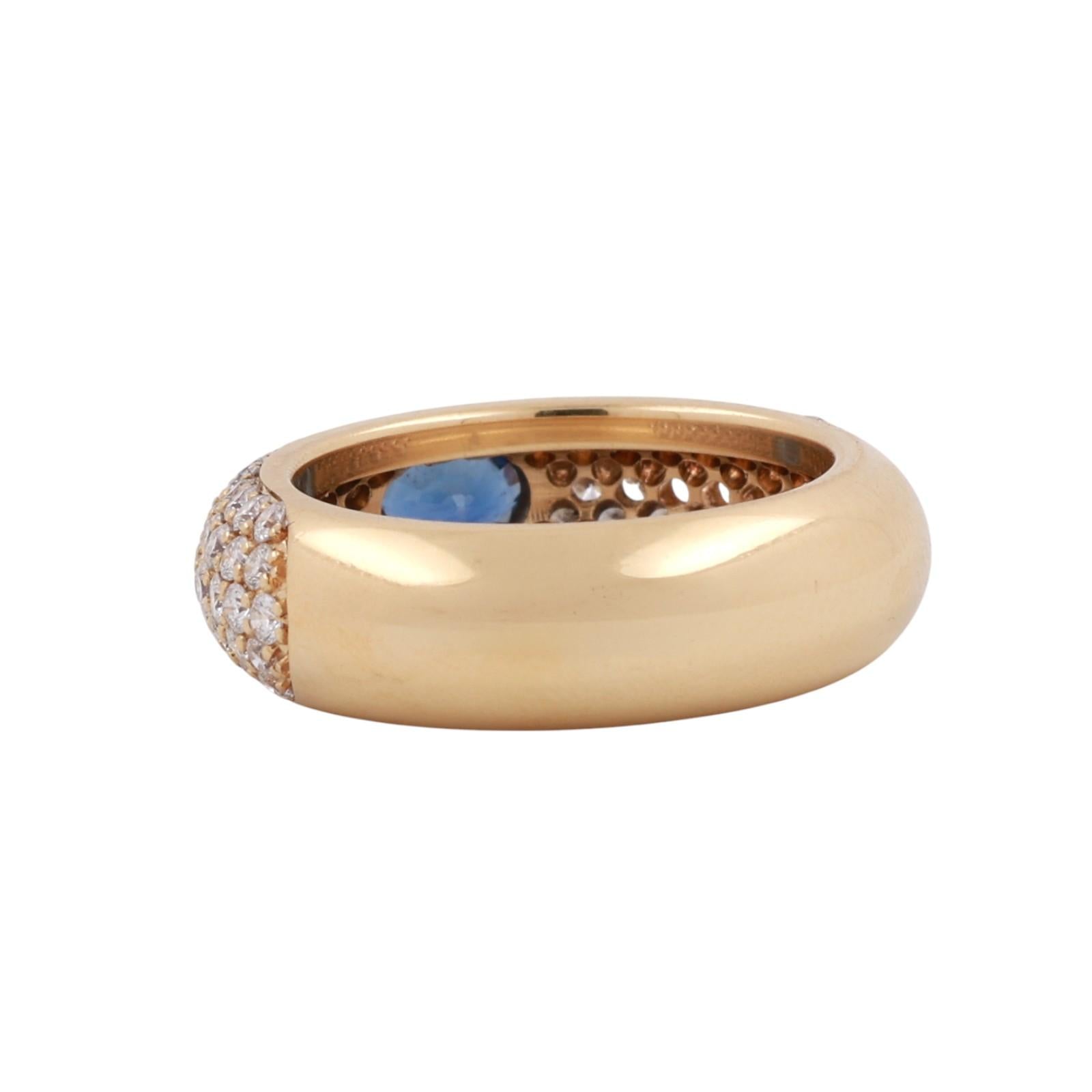 Blue Sapphire Cluster Diamond Wide Band Ring 18K Yellow Gold 2.35 CTW Size 6.25