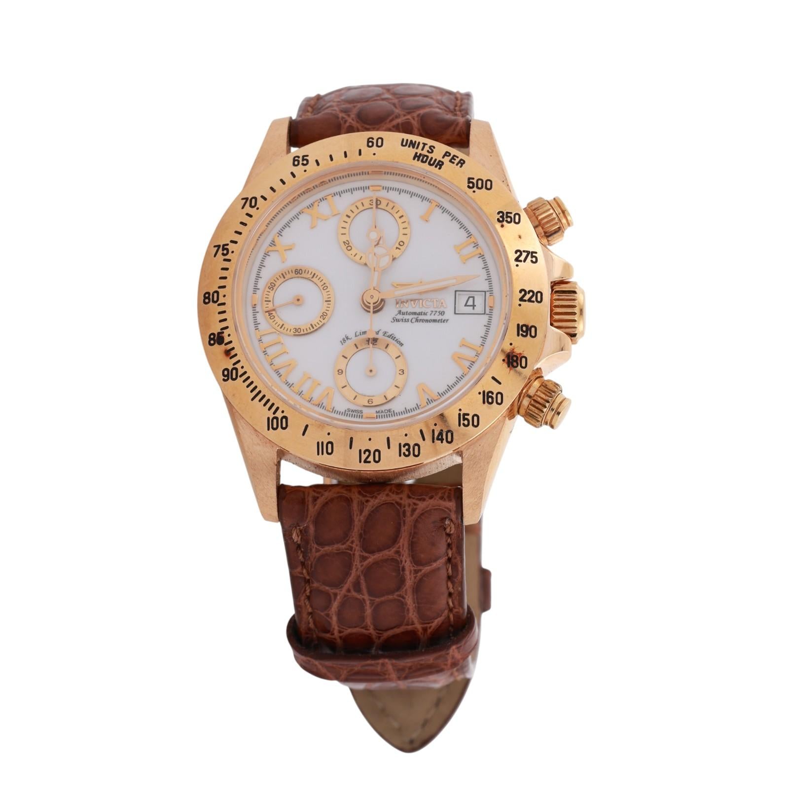 Mens 7750 Invicta Watch Automatic Swiss Chronometer Limited Ed. 18K Yellow Gold