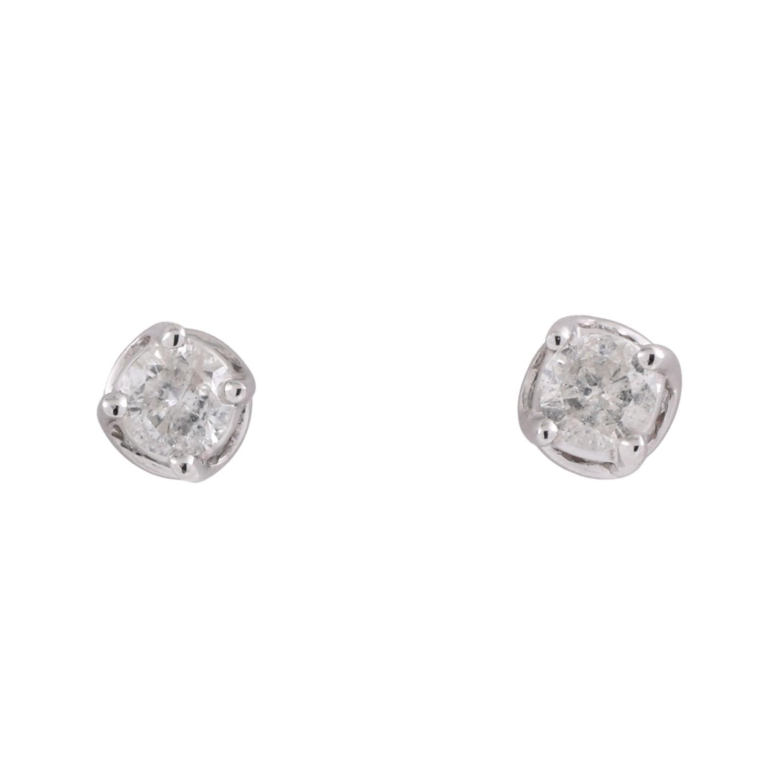 0.86 TW Round Diamond Stud Earrings With Accents 14K White Gold 4-Prong Setting