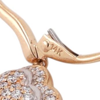 1.75 TW Cluster Diamond Clover Drop Dangle Earrings 14K Gold 1.10" Ladies Estate