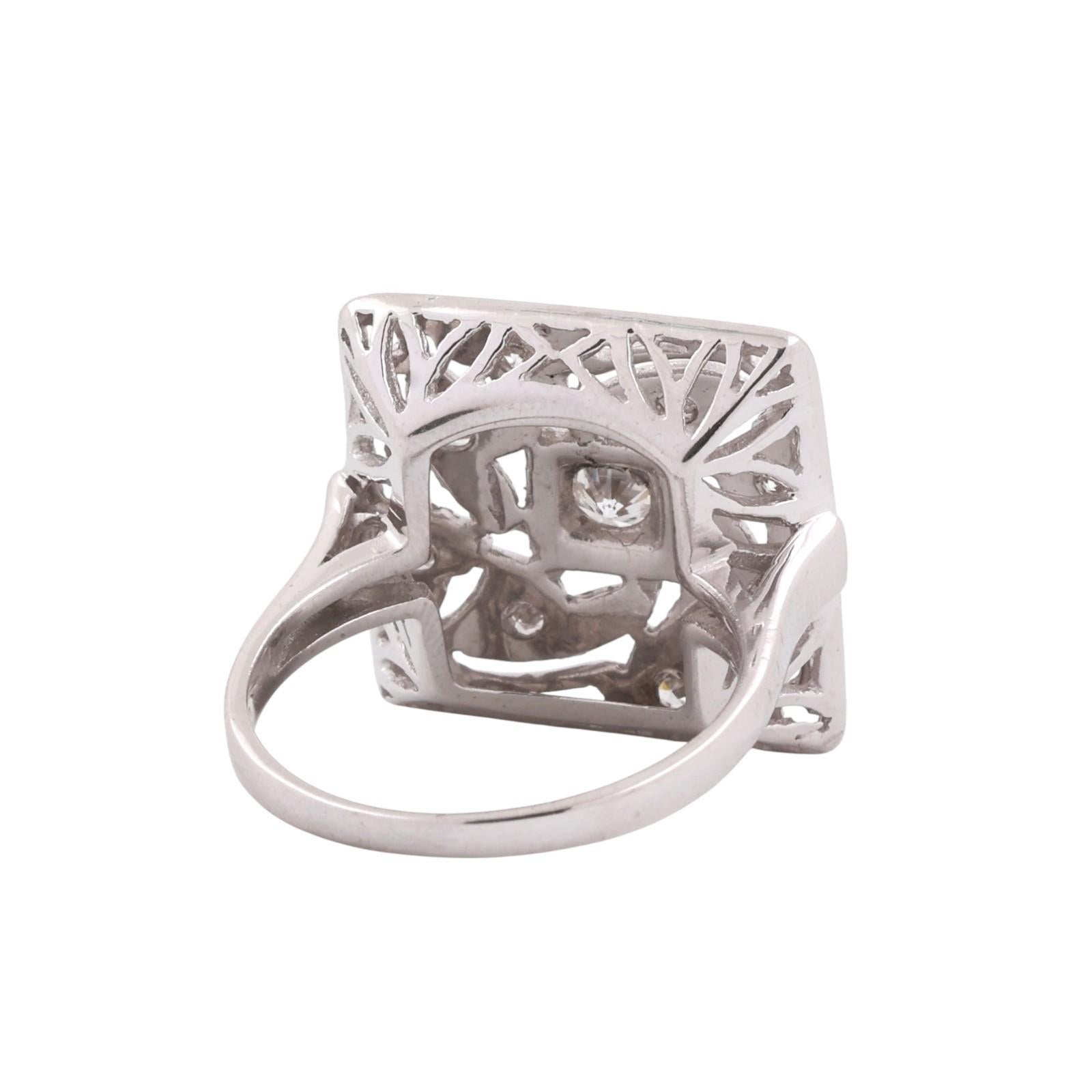 Vintage Diamond Square Filigree Ring White Gold 0.38 TW Size 7 Ladies Estate
