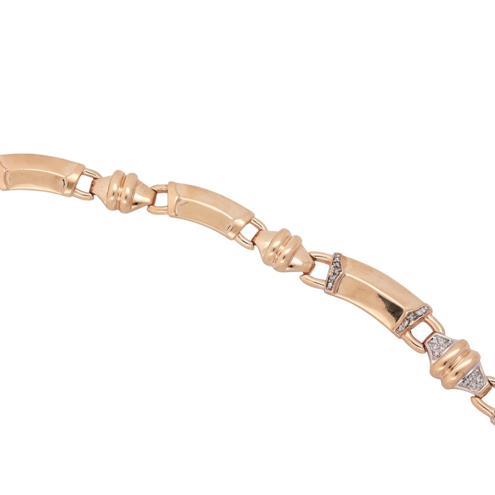 Bar Link Diamond Choker Necklace 14K Gold 2.20 TW 17" Ladies Estate