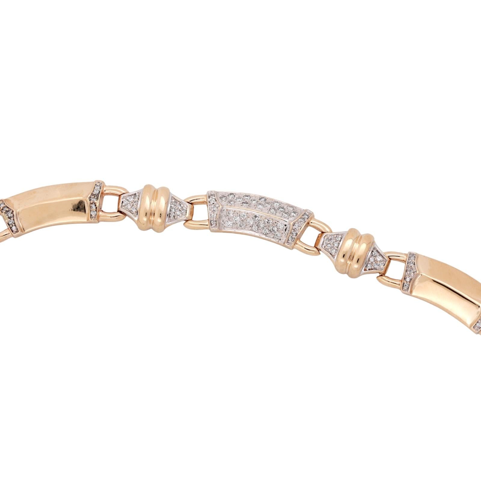 Bar Link Diamond Choker Necklace 14K Gold 2.20 TW 17" Ladies Estate