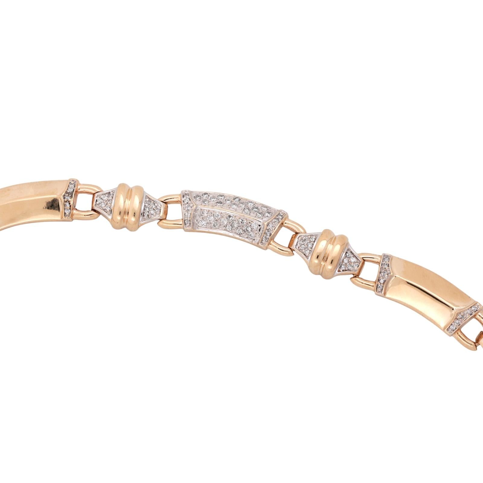 Bar Link Diamond Choker Necklace 14K Gold 2.20 TW 17" Ladies Estate