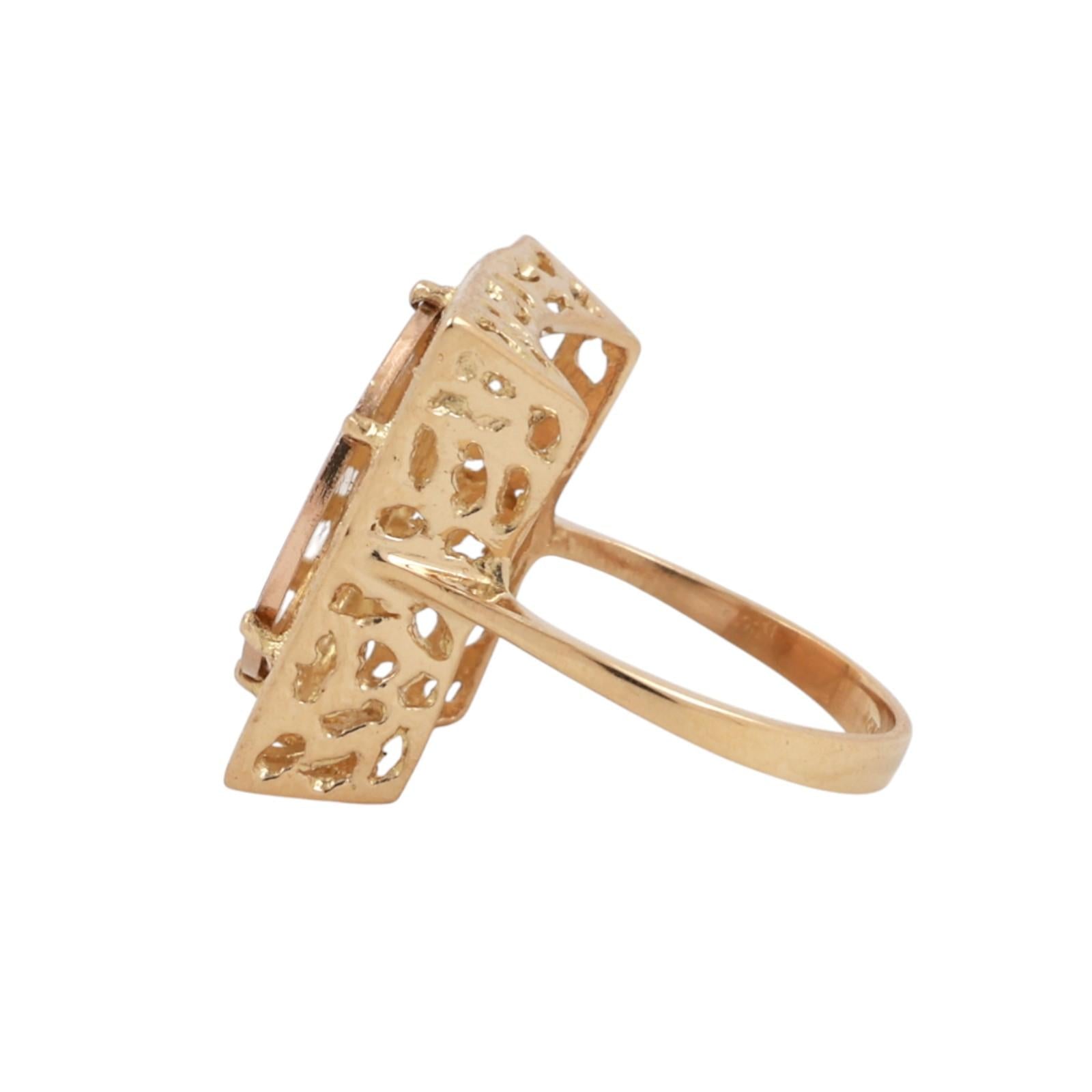 Enamel Indian Head Filigree Statement Ring 18K Yellow Gold Size 5.75 Unisex