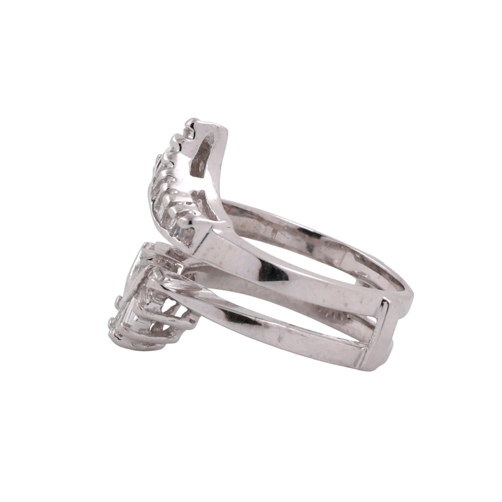 Vintage Diamond Jacket Ring White Gold 0.55 TW Baguette Accents Size 4.5 Estate
