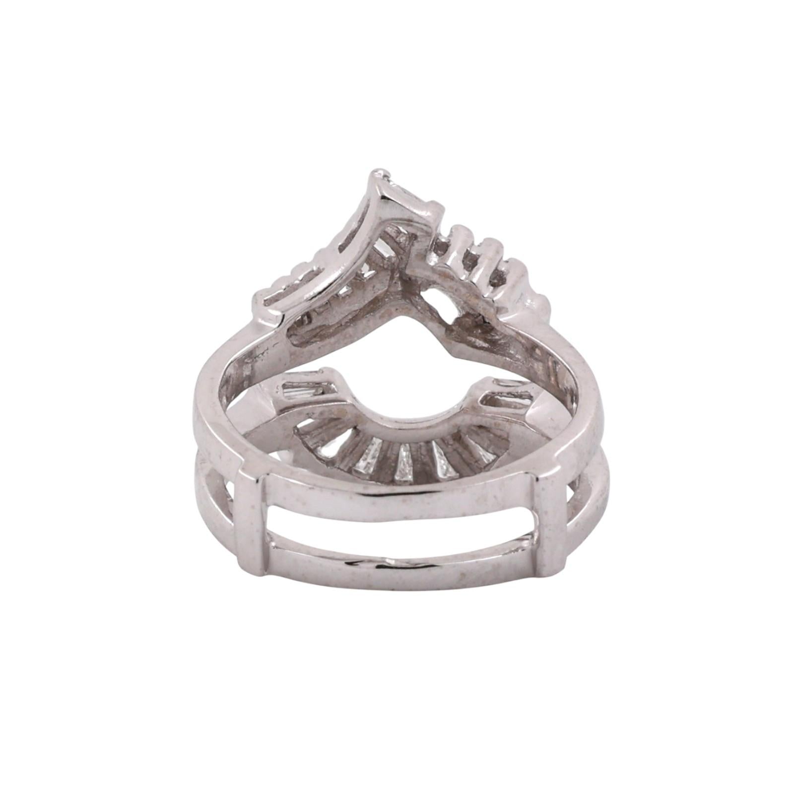 Vintage Diamond Jacket Ring White Gold 0.55 TW Baguette Accents Size 4.5 Estate