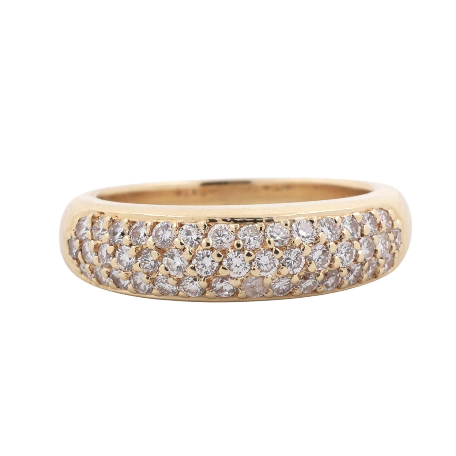 Cluster Diamond Half Eternity Wide Band Ring 14K Yellow Gold 1.00 TW Size 6.75