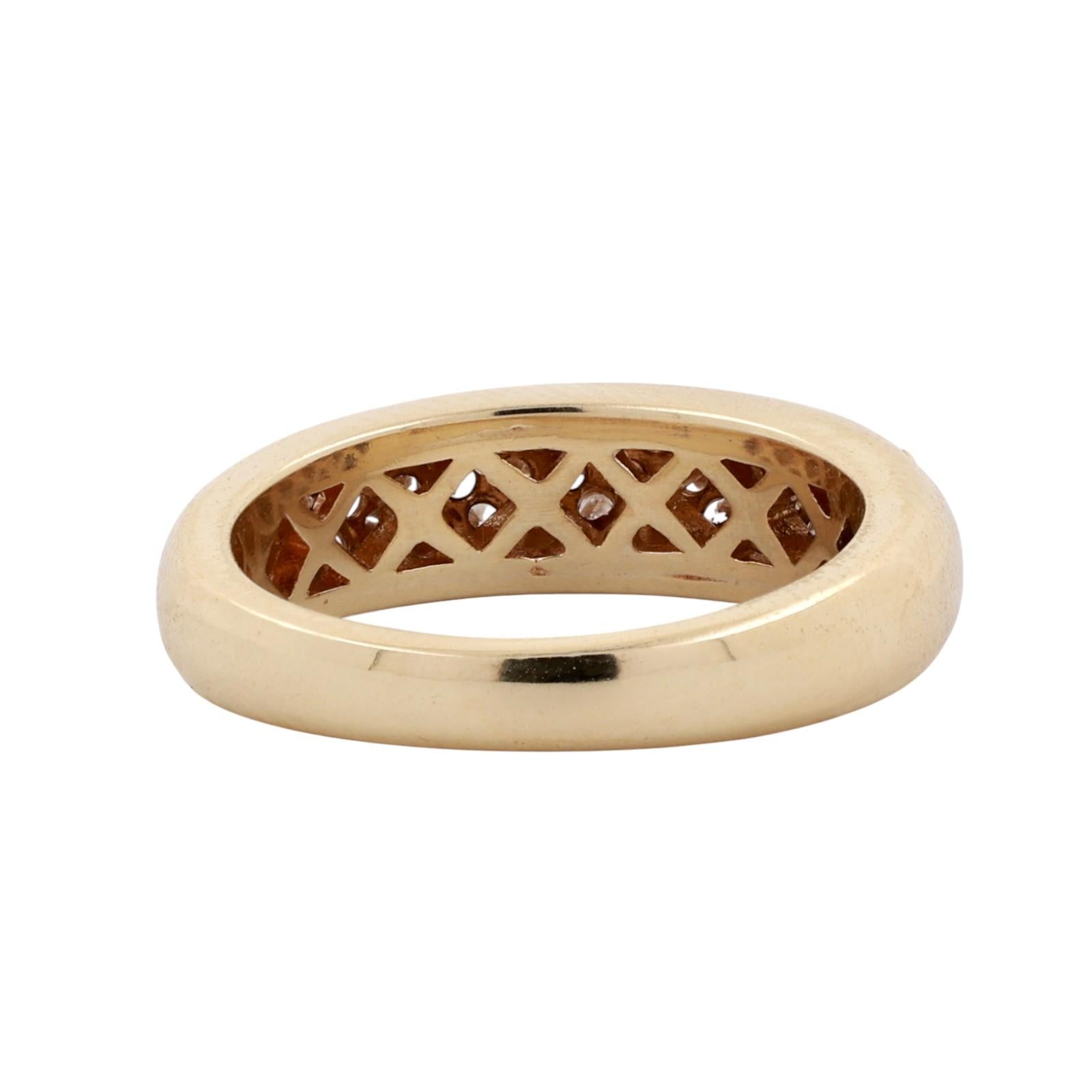 Cluster Diamond Half Eternity Wide Band Ring 14K Yellow Gold 1.00 TW Size 6.75