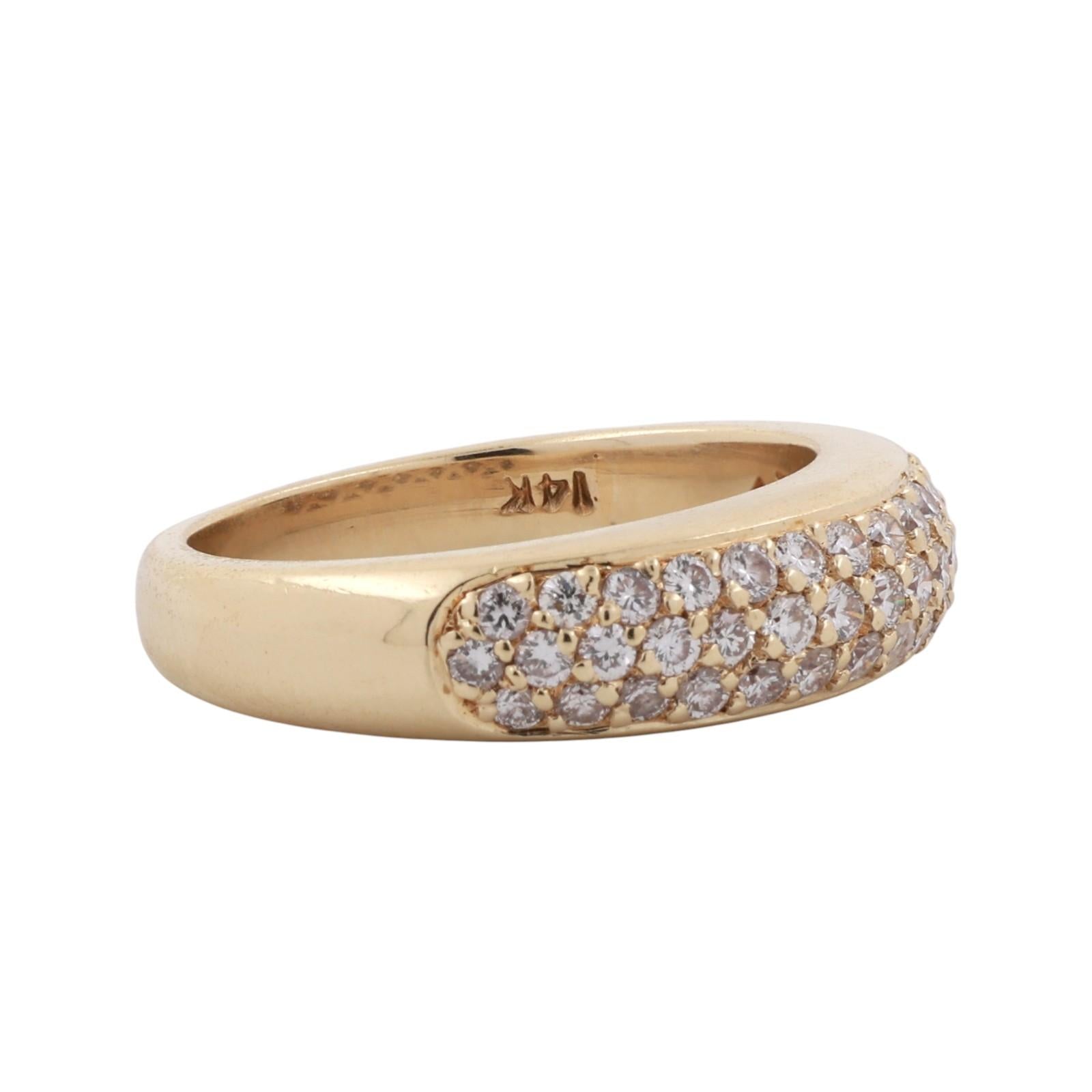 Cluster Diamond Half Eternity Wide Band Ring 14K Yellow Gold 1.00 TW Size 6.75