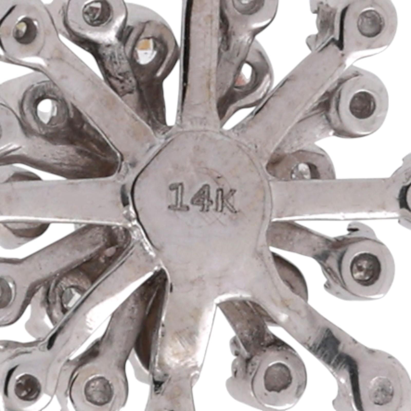 Diamond Starburst Pendant Spiga Chain Necklace 14K White Gold 0.75 TW 16"