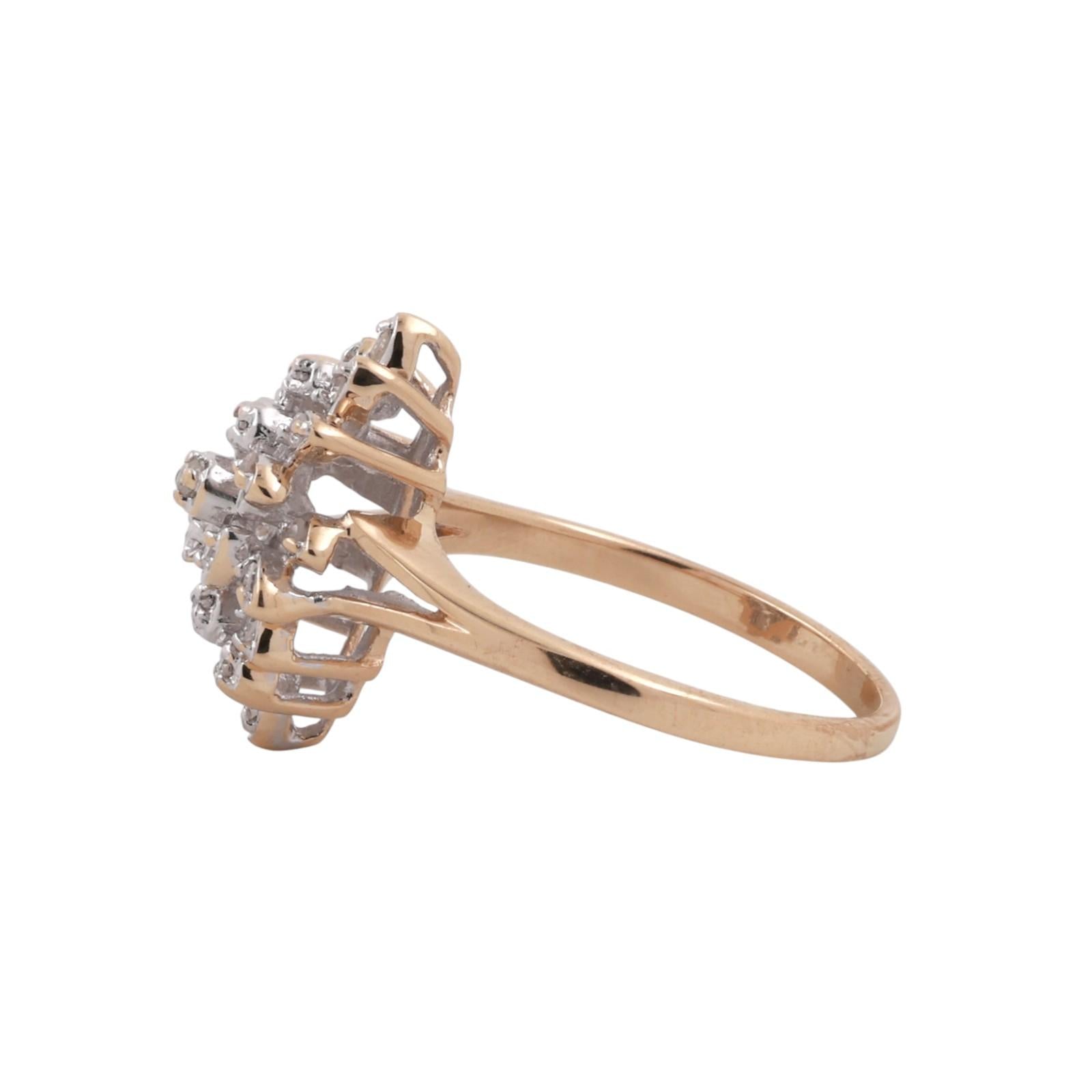 Cluster Diamond Floral Cocktail Ring 14K Gold 0.25 TW Size 7.5 Ladies Estate