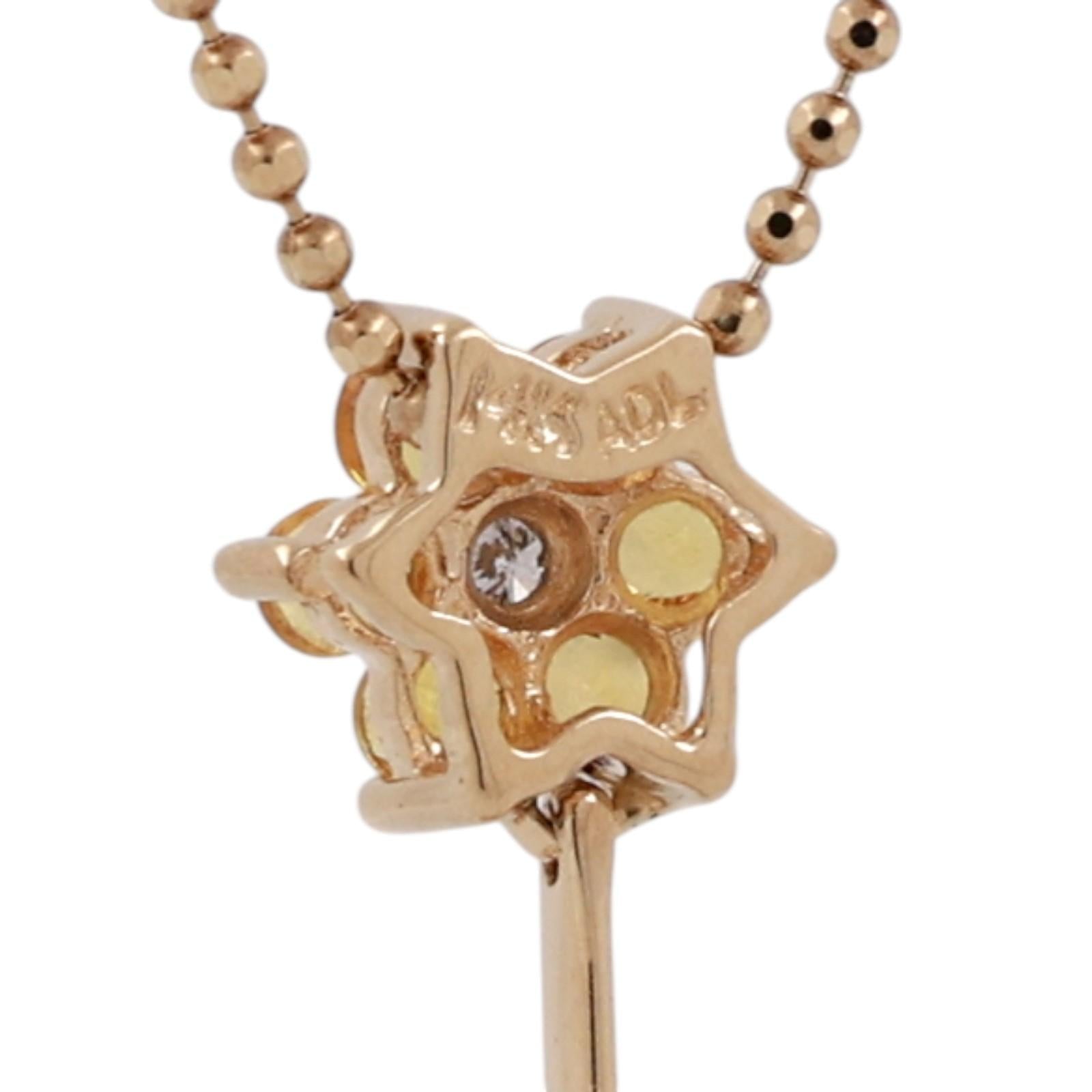 Multi Color Sapphire Diamond Flower Pendant Chain Necklace 14K Gold 0.60 CTW 18"