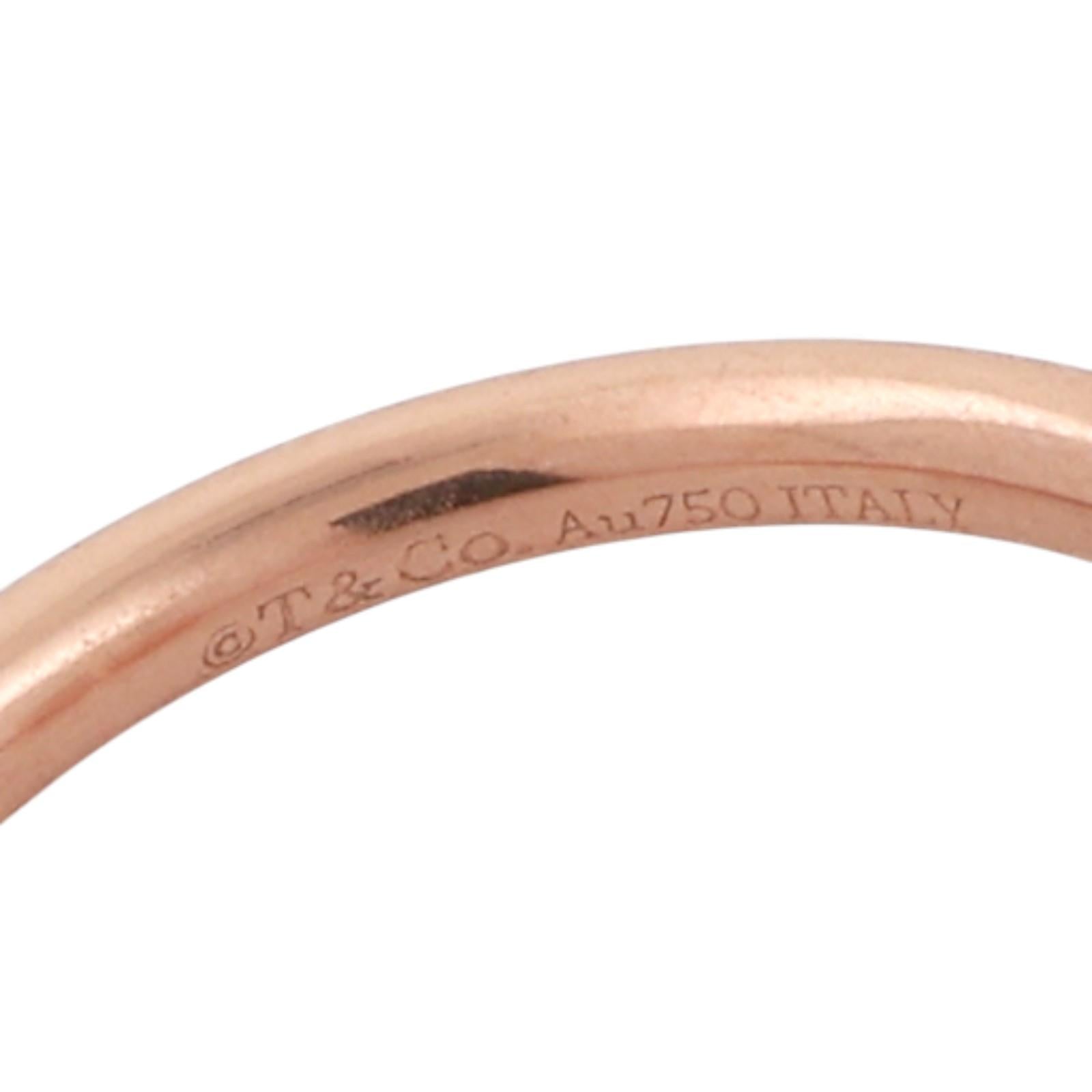 Tiffany T Wire Ring 18K Rose Gold Diamonds and Mother-of-Pearl Size 6 Ladies