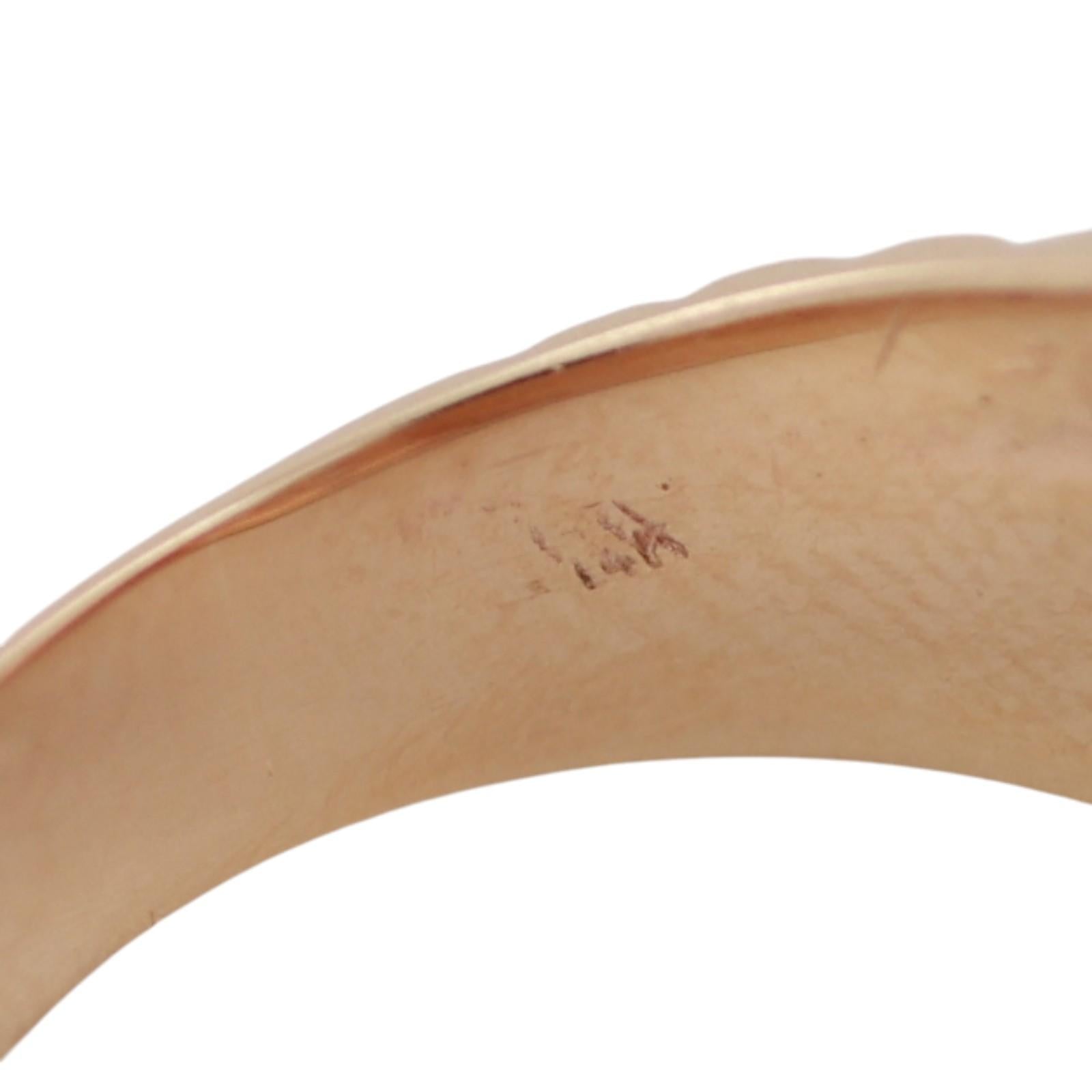 Mens Diamond Square Ribbed Ring 14K Yellow Gold 1.00 TW Size 10.25 Estate