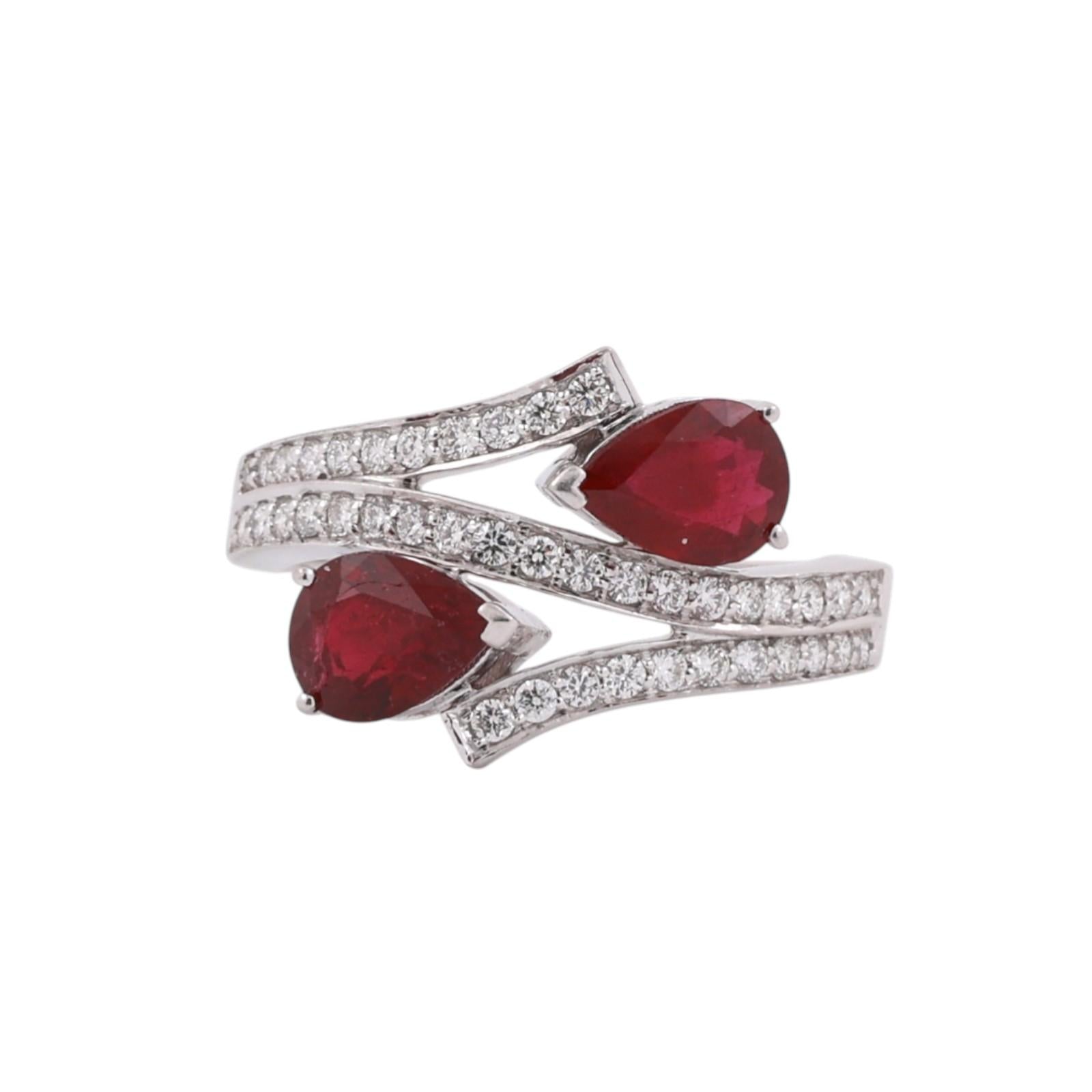 Final Layaway For Catherine-Ruby Diamond Bypass Ring 14K White Gold 2.45 CTW