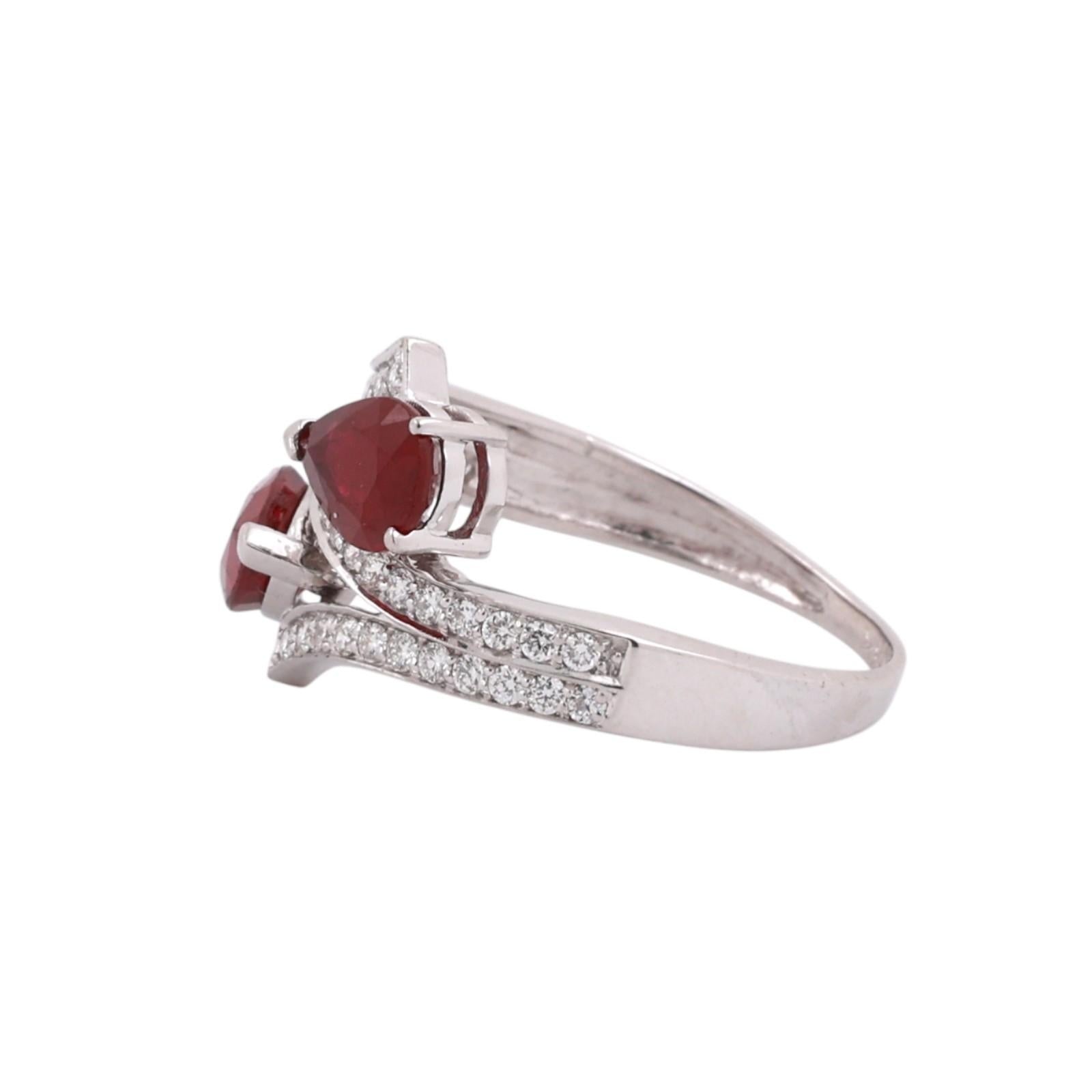 Final Layaway For Catherine-Ruby Diamond Bypass Ring 14K White Gold 2.45 CTW