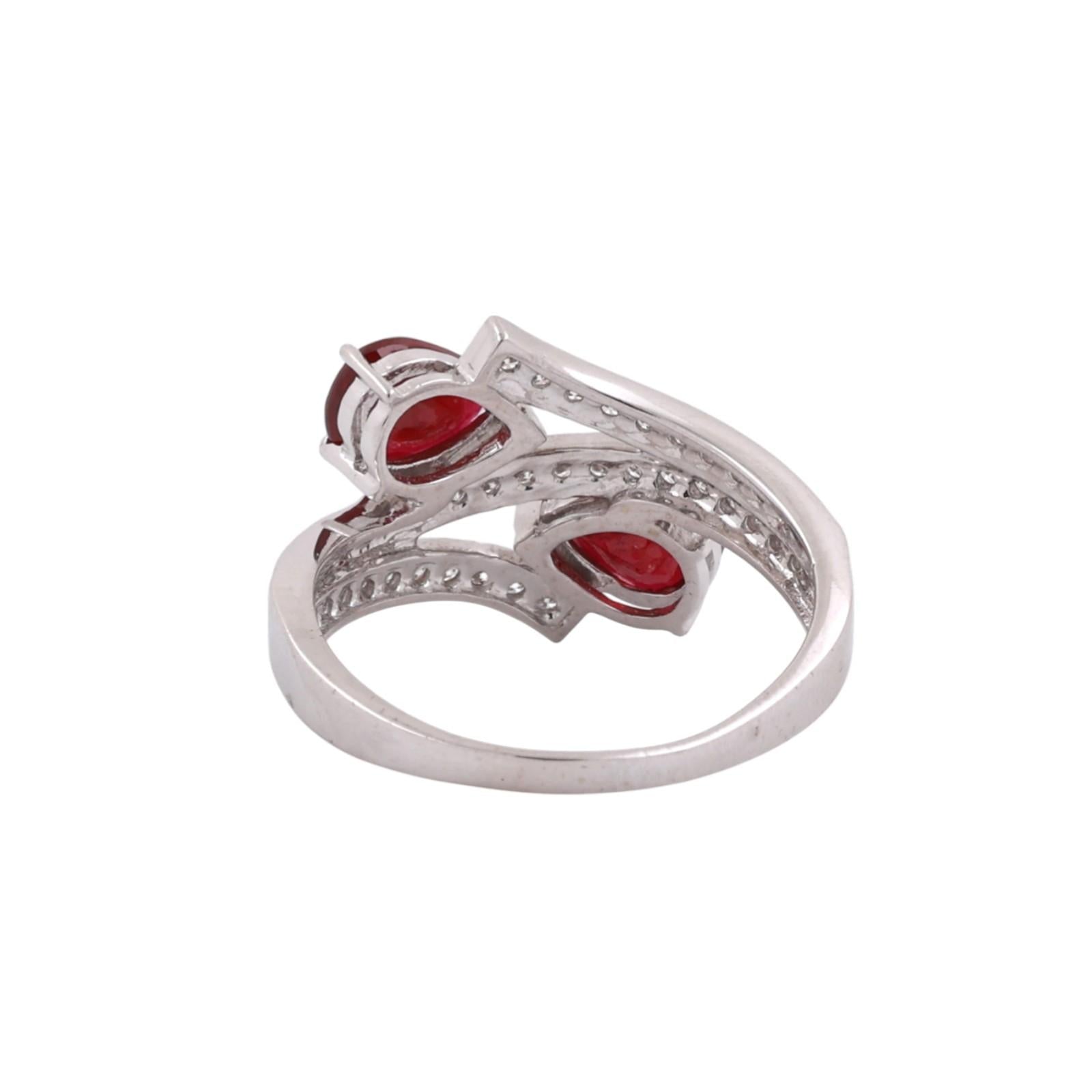 Final Layaway For Catherine-Ruby Diamond Bypass Ring 14K White Gold 2.45 CTW