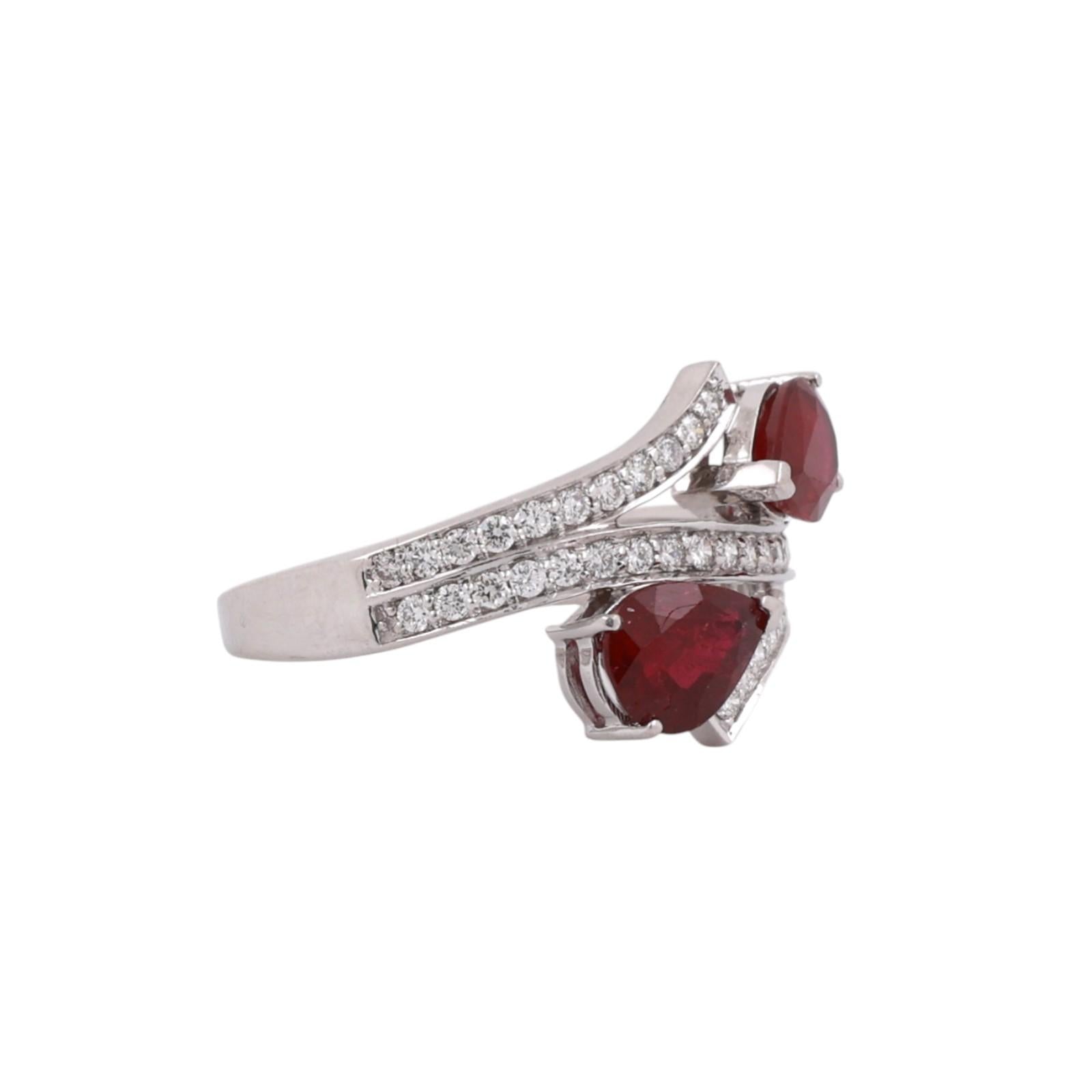 Final Layaway For Catherine-Ruby Diamond Bypass Ring 14K White Gold 2.45 CTW