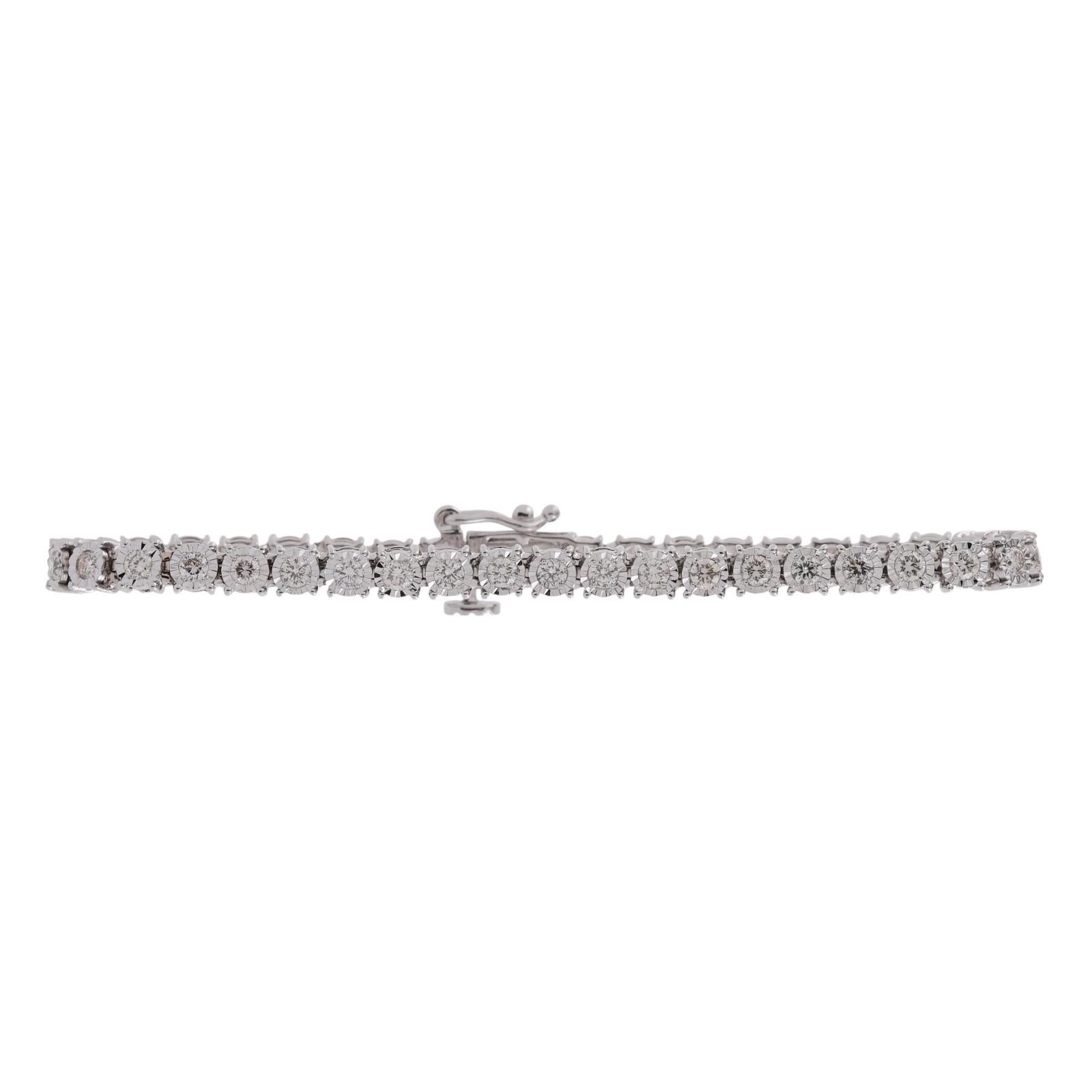 0.75CTW Diamond Tennis Bracelet 14K White Gold 7.75" Round Brilliant Estate