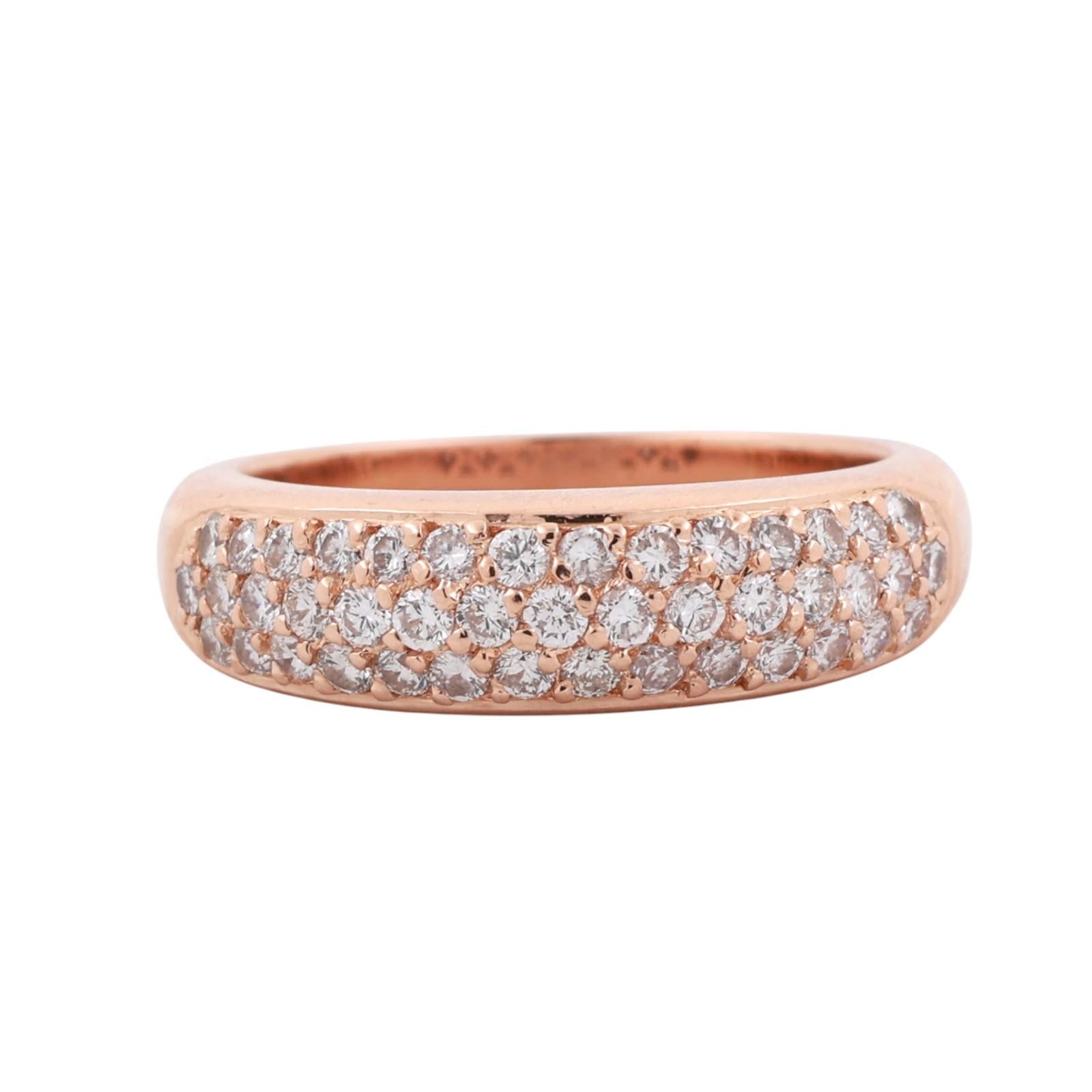 Cluster Diamond Half Eternity Wide Band Ring 14K Rose Gold 1.00 TW Size 6.75