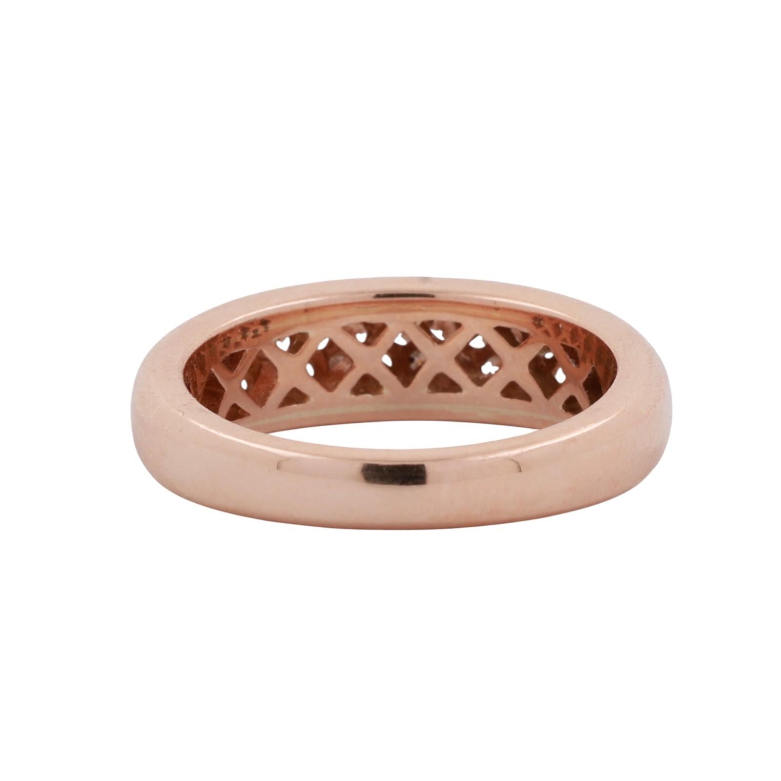 Cluster Diamond Half Eternity Wide Band Ring 14K Rose Gold 1.00 TW Size 6.75