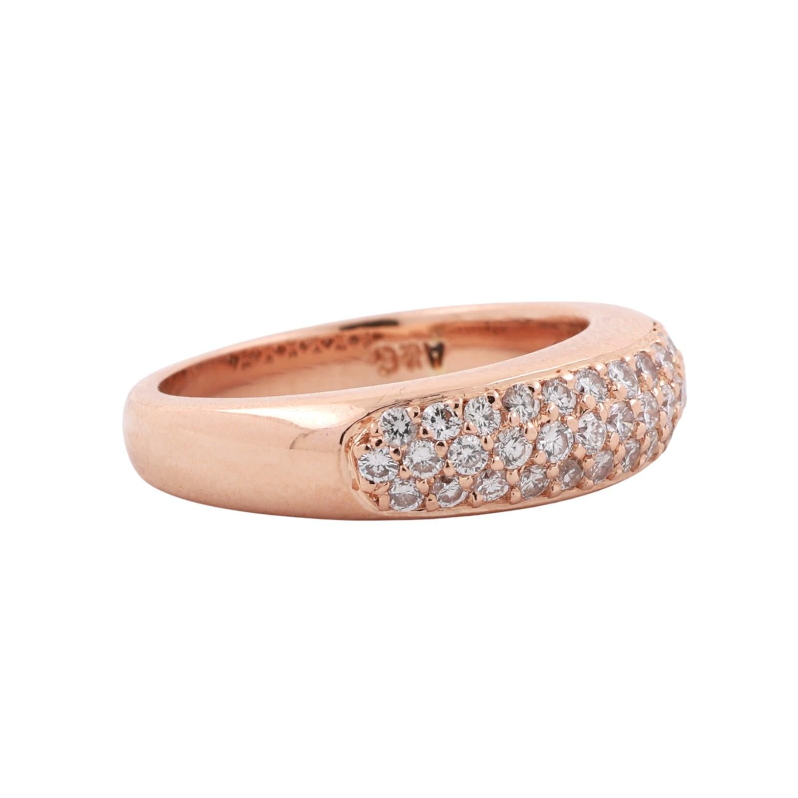 Cluster Diamond Half Eternity Wide Band Ring 14K Rose Gold 1.00 TW Size 6.75