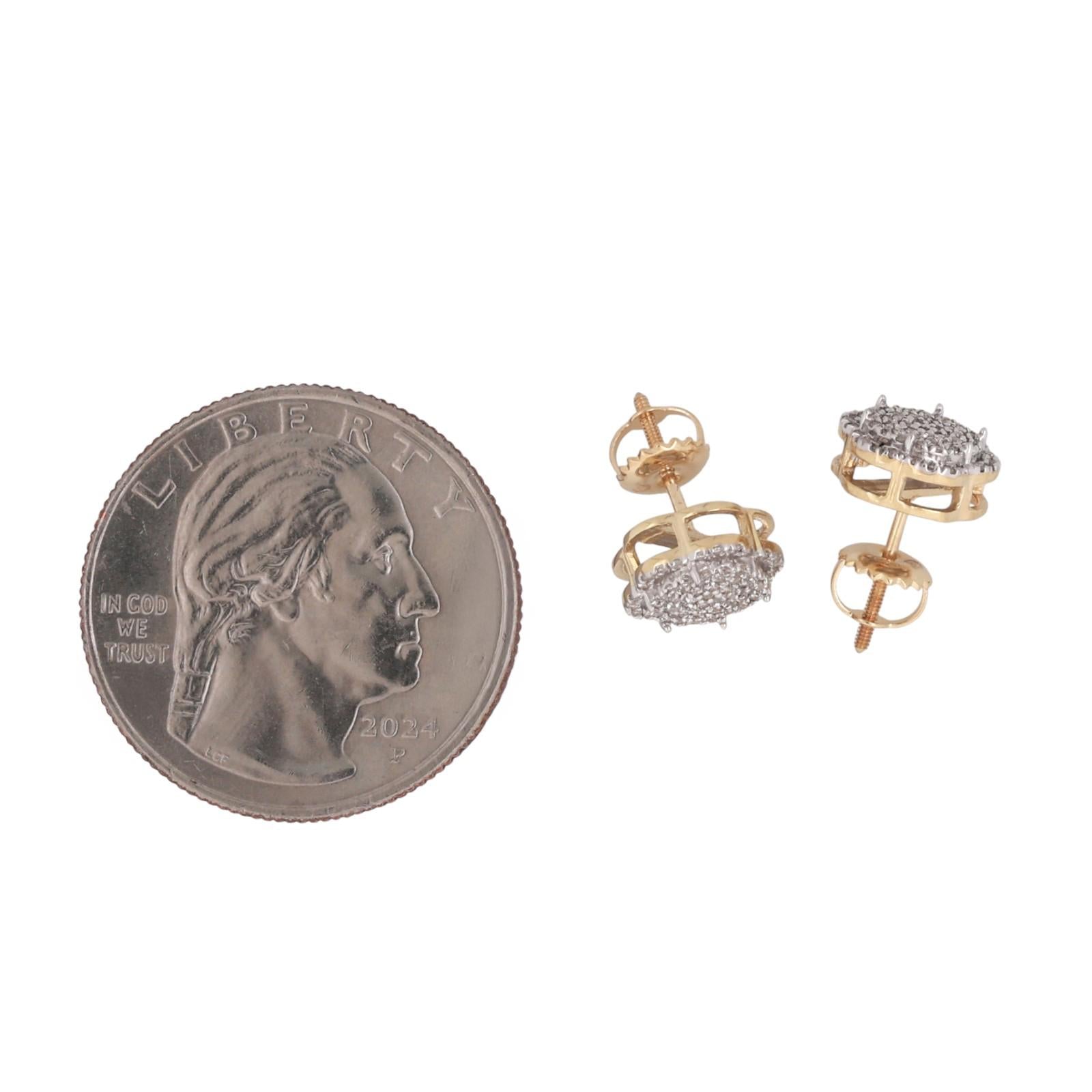 Cluster Diamond Floral Stud Earrings 10K Gold 0.40 TW 9.20 mm Screw Backs