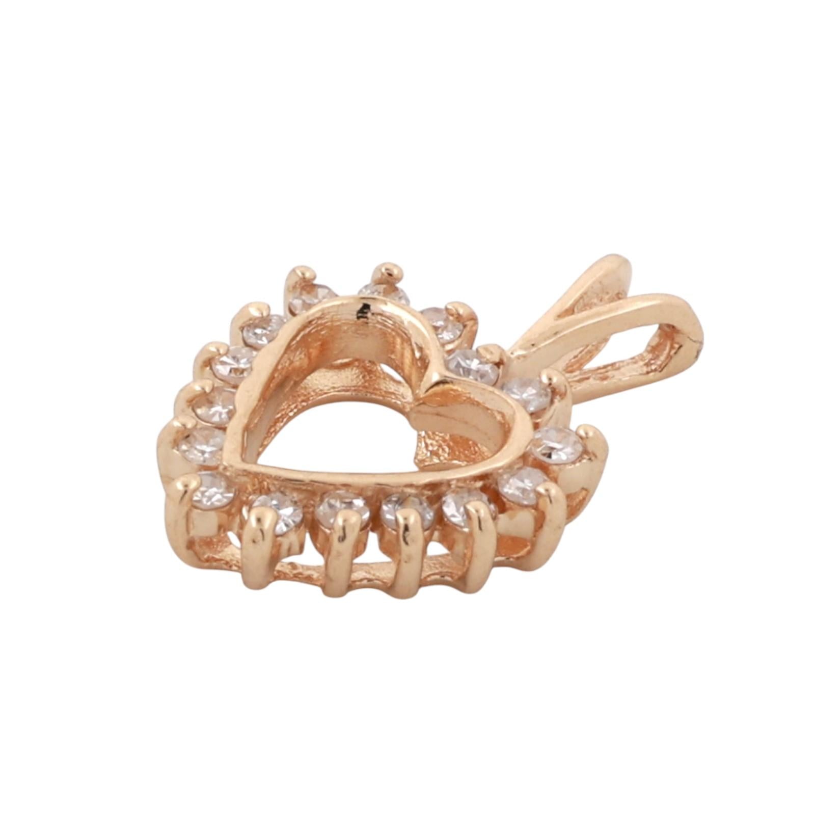 0.33 TW Diamond Open Heart Pendant Charm 14K Yellow Gold 0.70" Ladies Girls