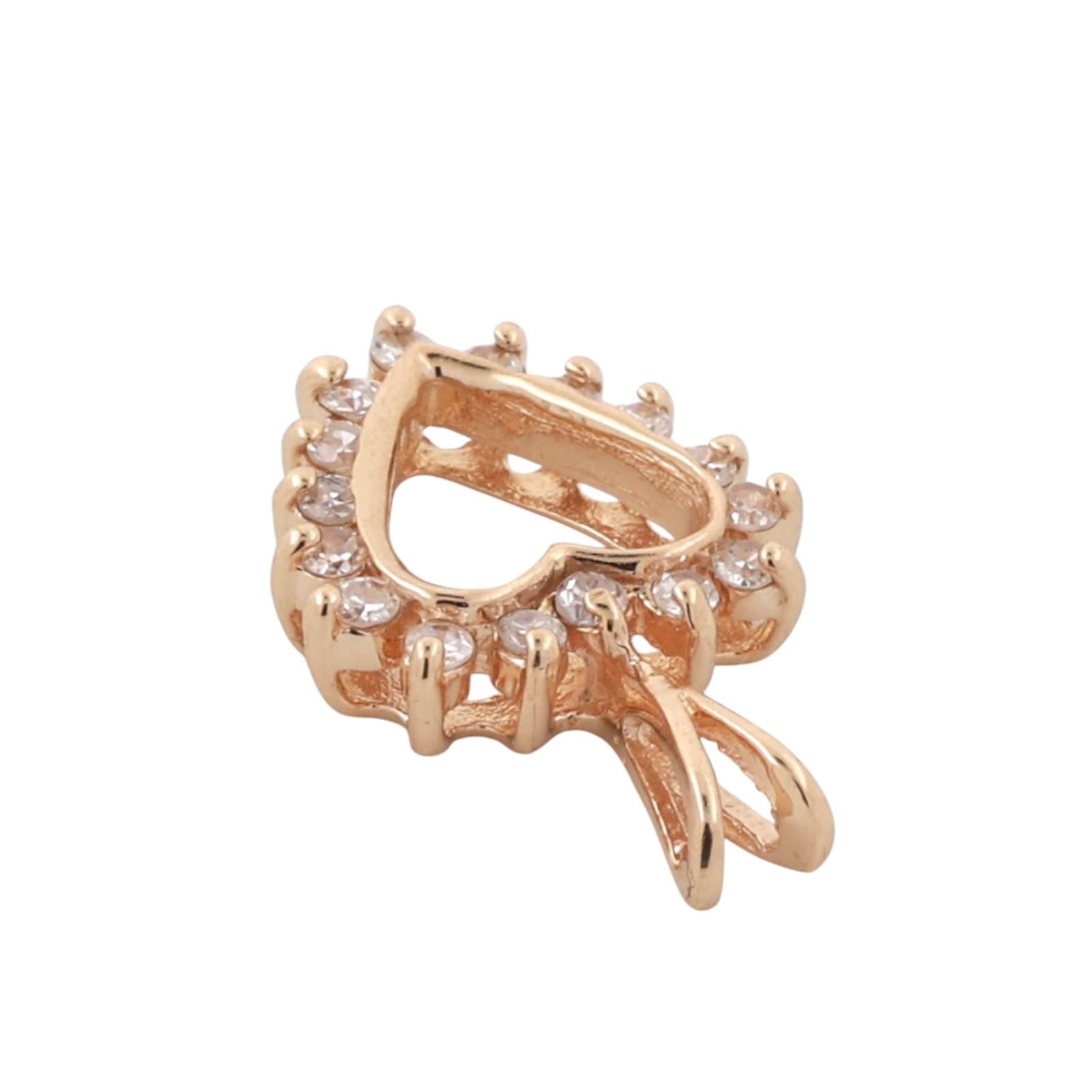 0.33 TW Diamond Open Heart Pendant Charm 14K Yellow Gold 0.70" Ladies Girls