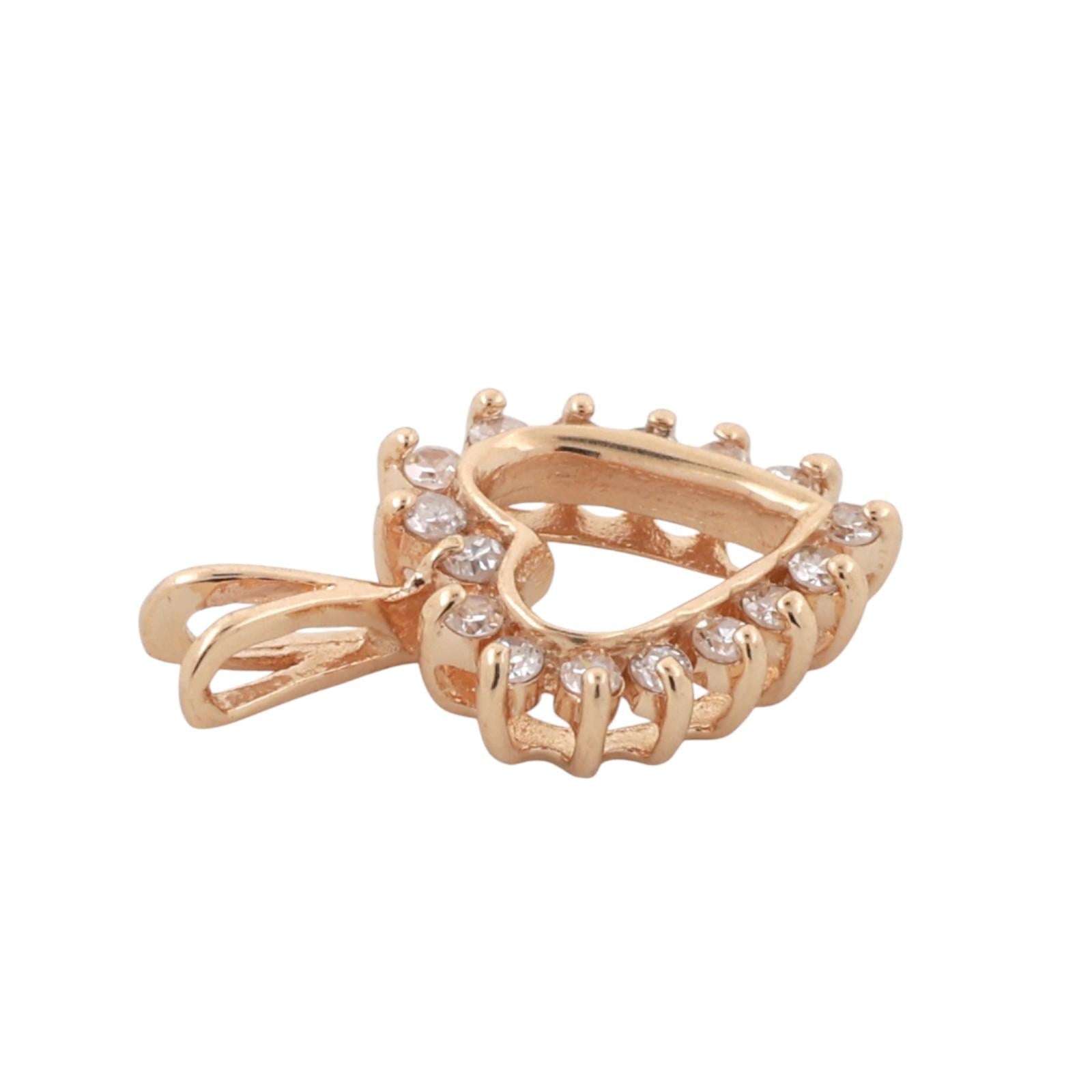 0.33 TW Diamond Open Heart Pendant Charm 14K Yellow Gold 0.70" Ladies Girls