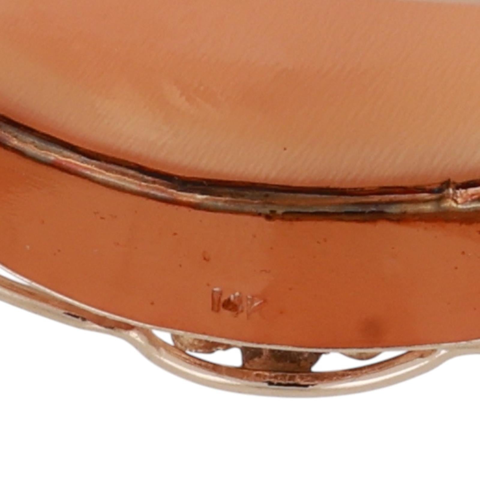 Vintage Shell Cameo Brooch Pin Pendant Yellow Gold Frame 2.25" Ladies Estate