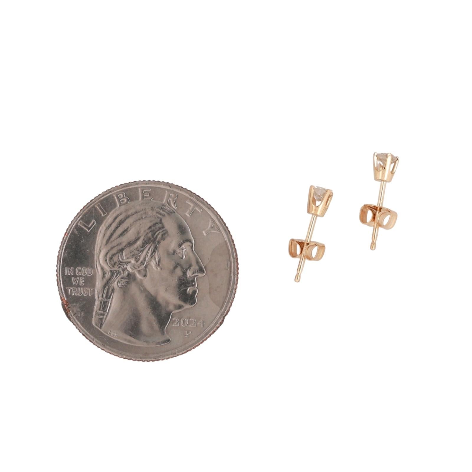 0.15 TW Round Diamond Stud Earrings 14K Yellow Gold 4-Prong Setting Unisex