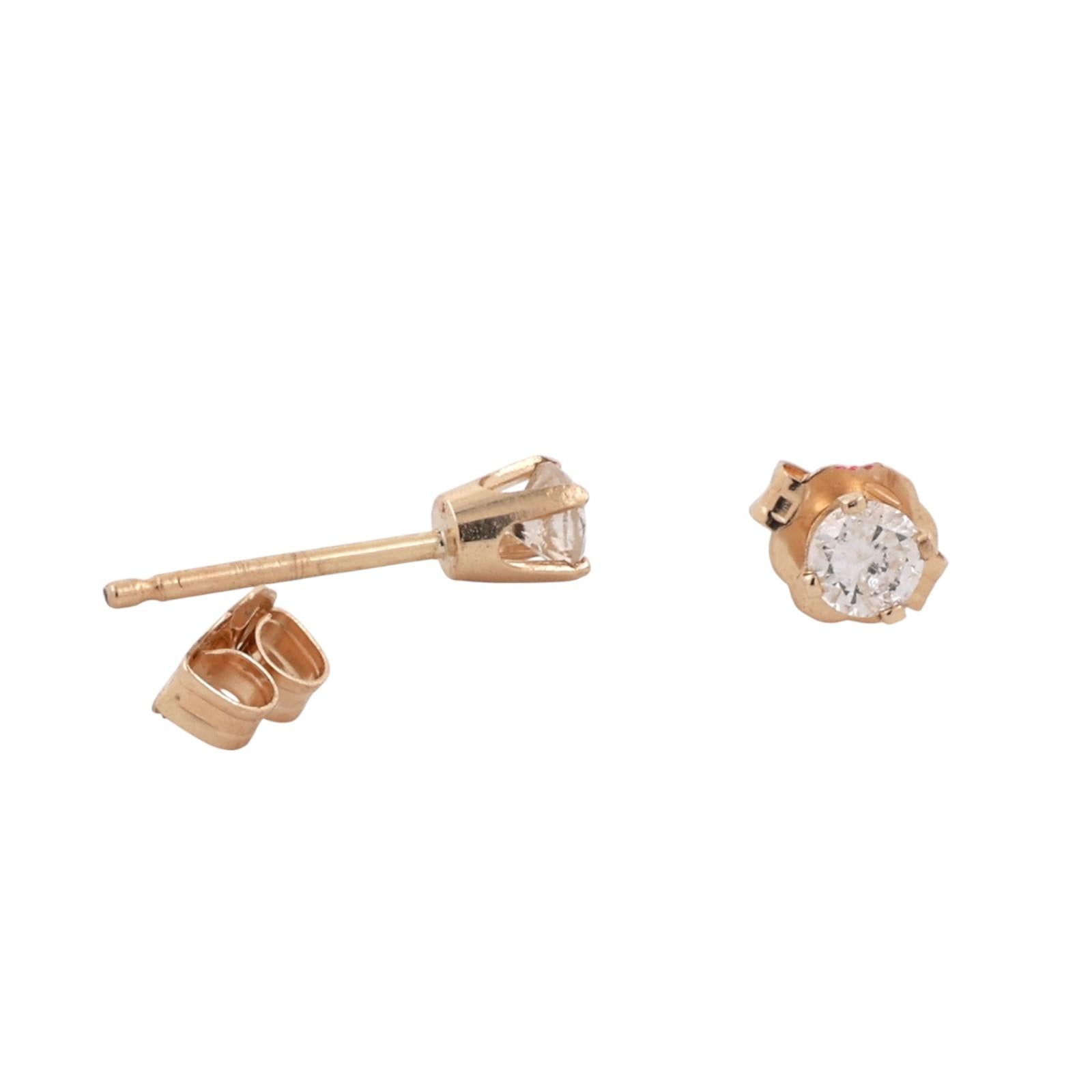 0.15 TW Round Diamond Stud Earrings 14K Yellow Gold 4-Prong Setting Unisex