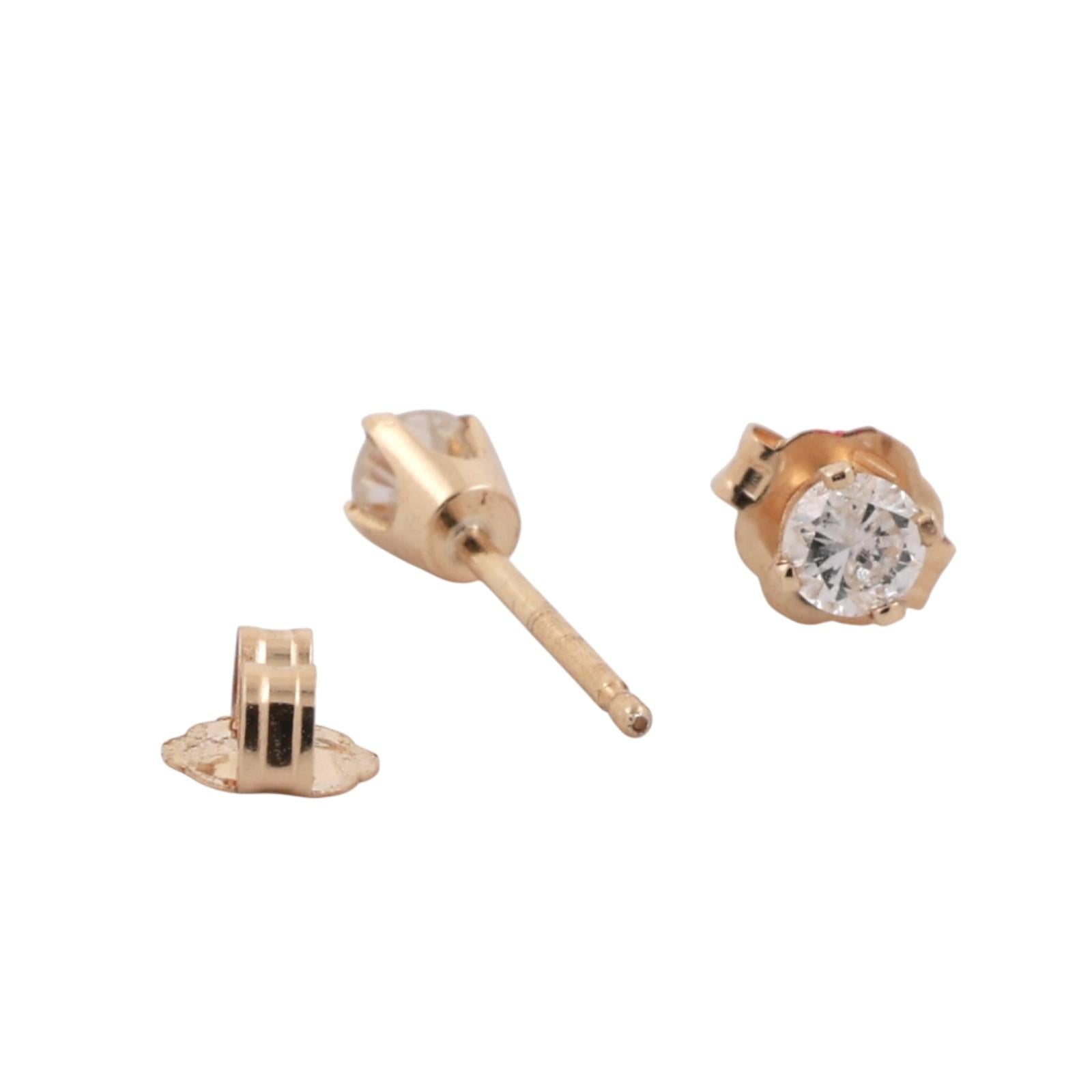 0.15 TW Round Diamond Stud Earrings 14K Yellow Gold 4-Prong Setting Unisex