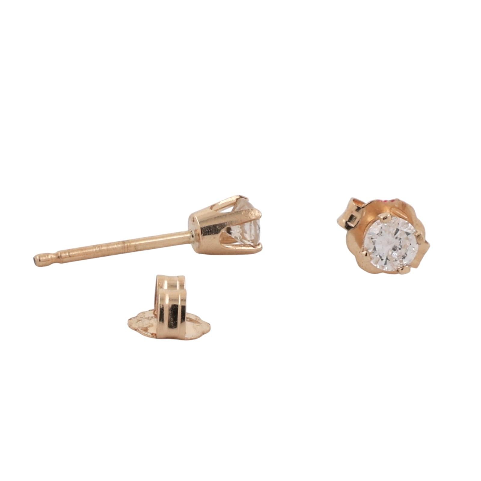 0.15 TW Round Diamond Stud Earrings 14K Yellow Gold 4-Prong Setting Unisex
