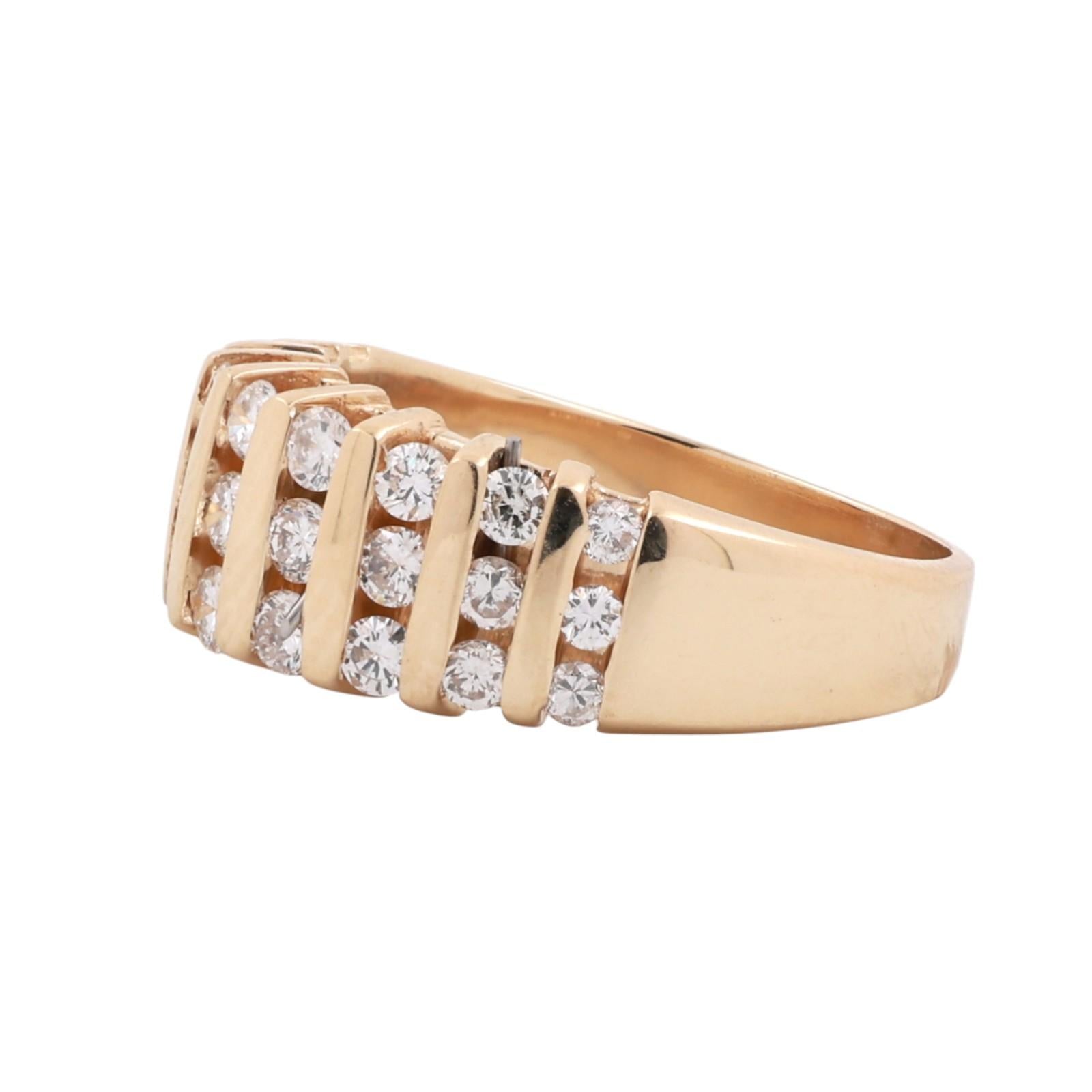 1.00 TW Bar Channel Set Diamond Wide Band Ring 14K Yellow Gold Size 7 Ladies