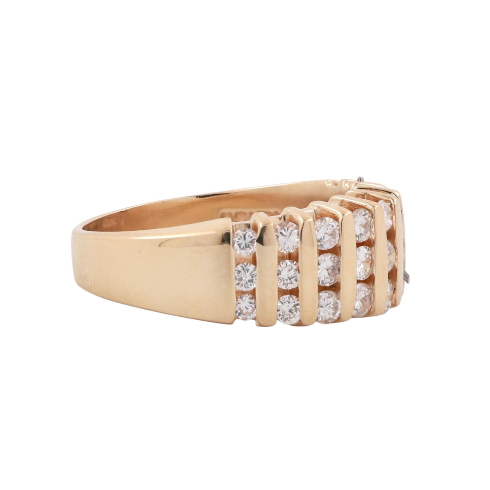 1.00 TW Bar Channel Set Diamond Wide Band Ring 14K Yellow Gold Size 7 Ladies